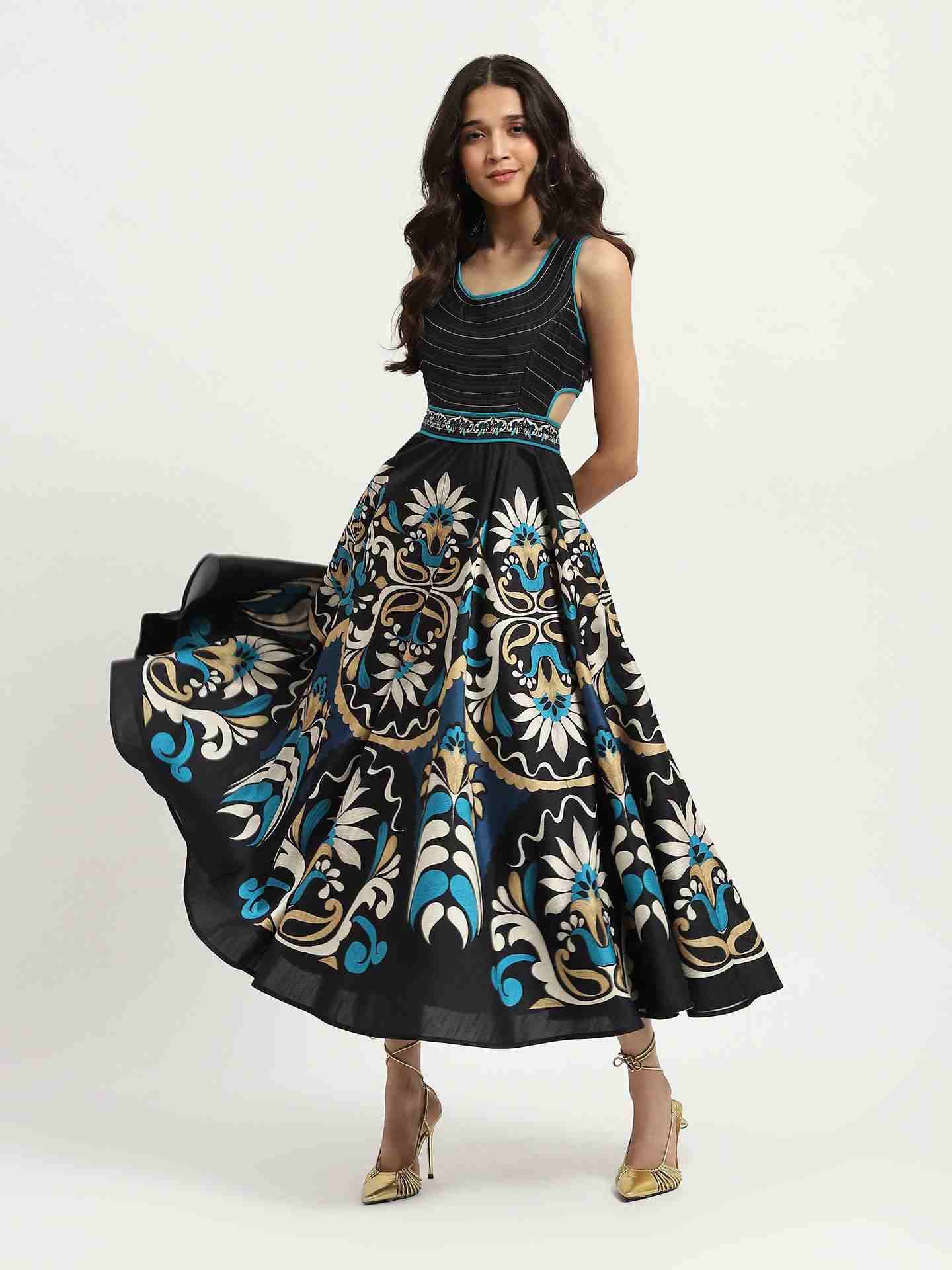 Black Flawie Cut & Out Long Dress