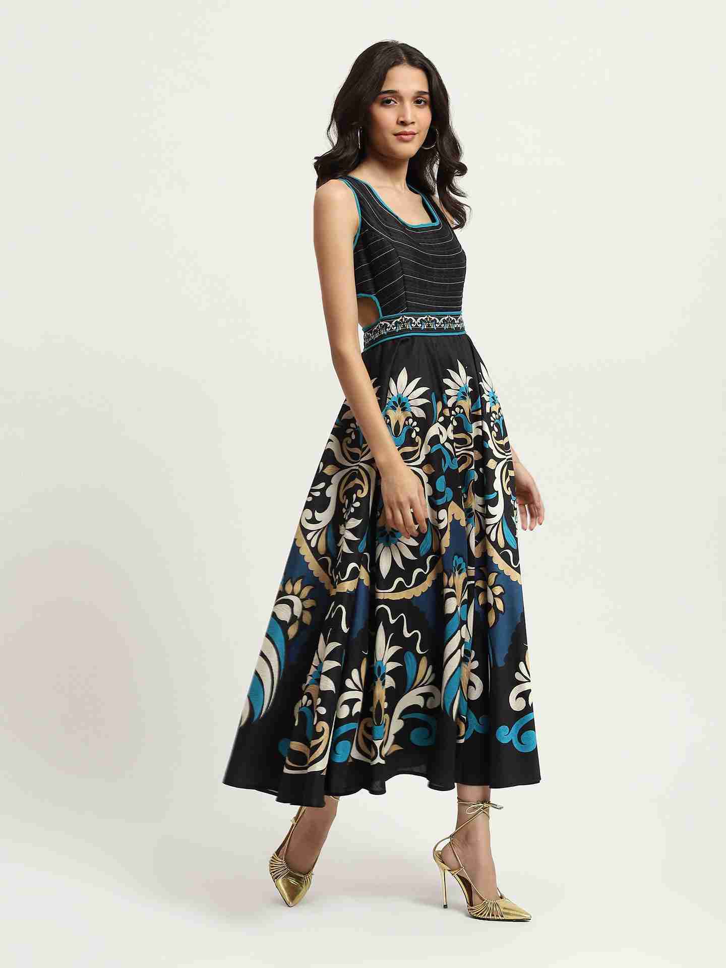 Black Flawie Cut & Out Long Dress