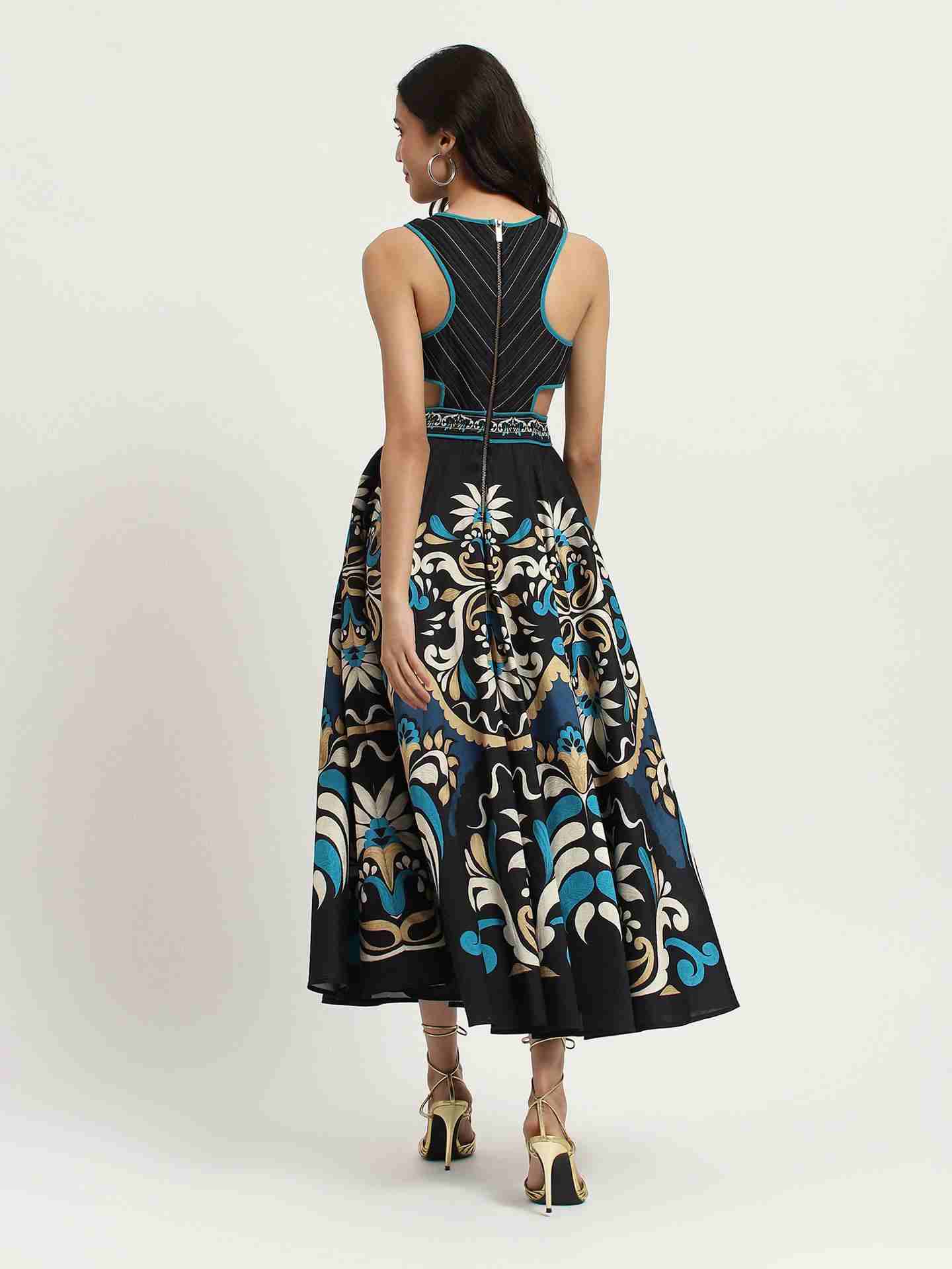 Black Flawie Cut & Out Long Dress