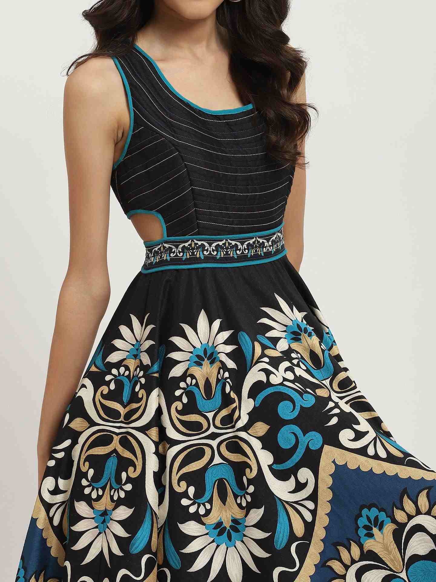 Black Flawie Cut & Out Long Dress