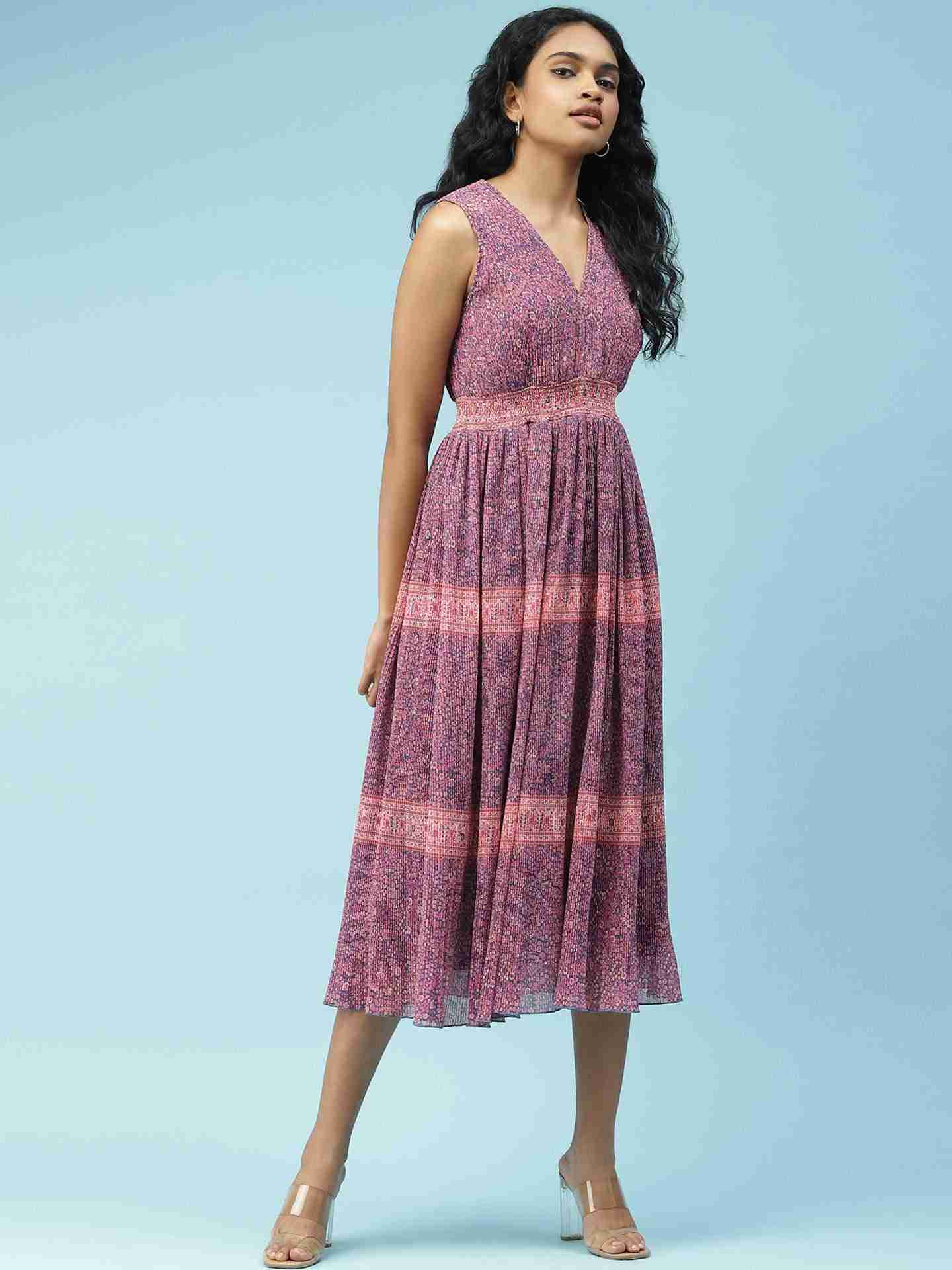 Blue Batik Paisley Midi Dress