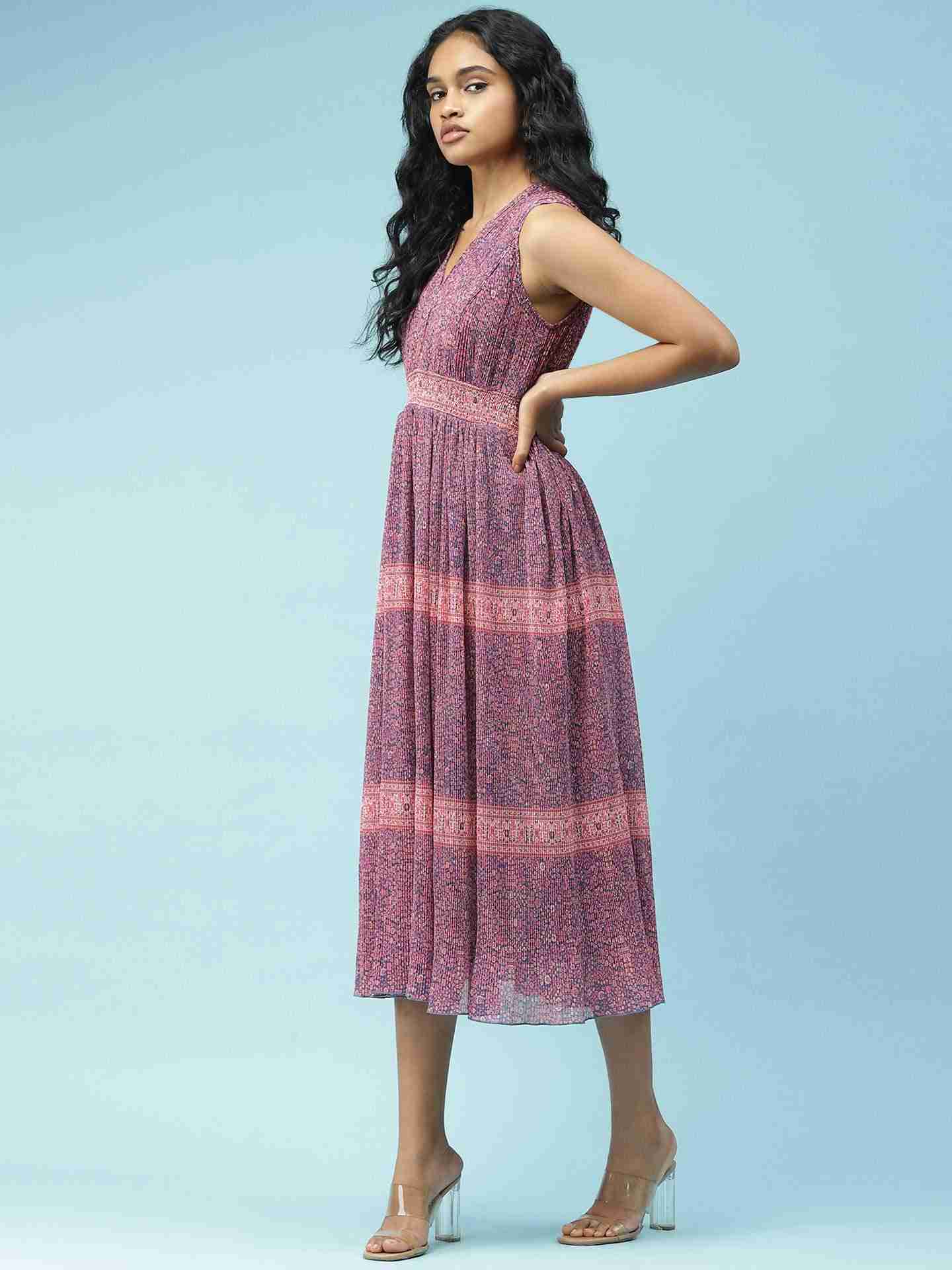 Blue Batik Paisley Midi Dress