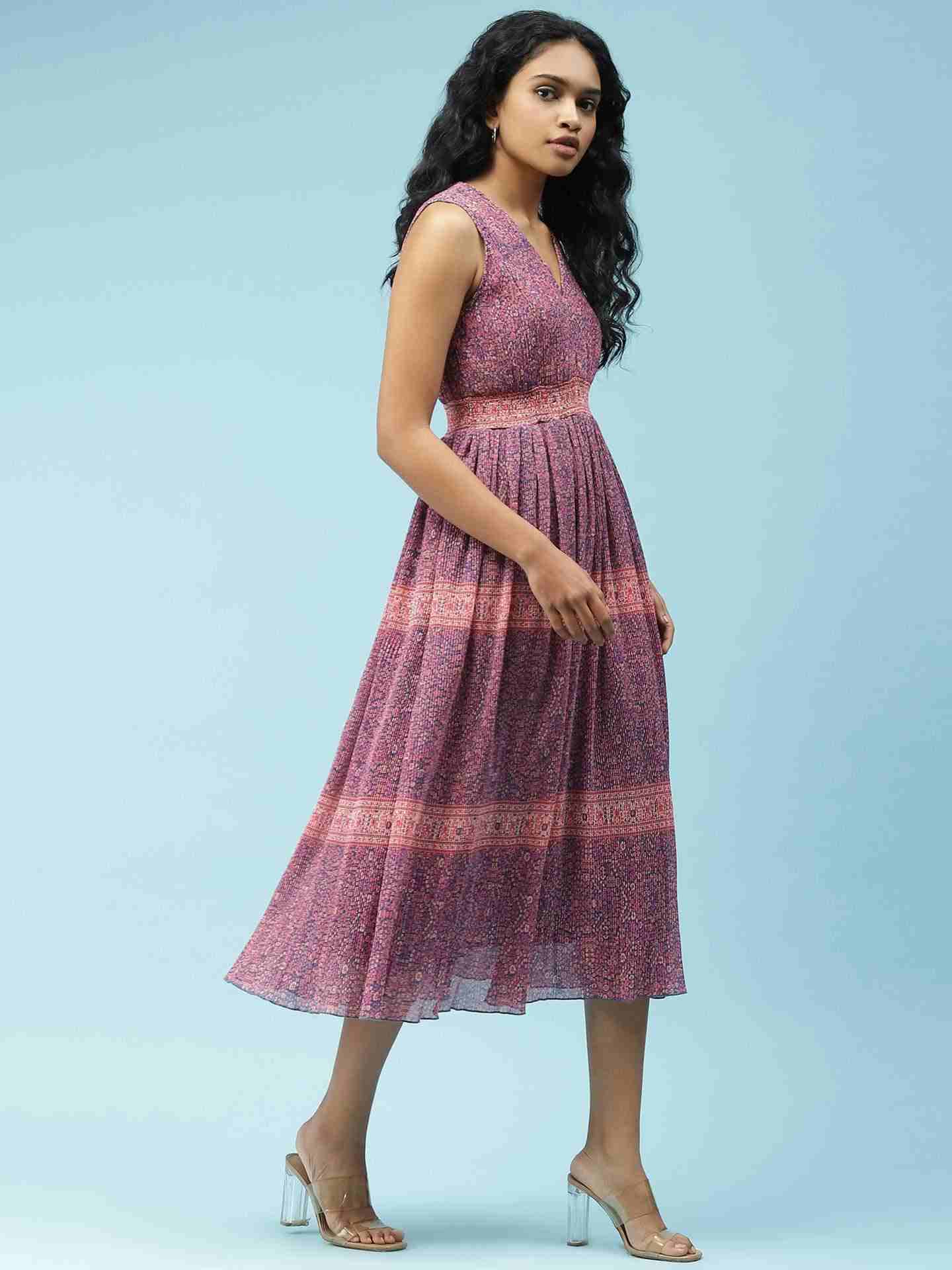 Blue Batik Paisley Midi Dress