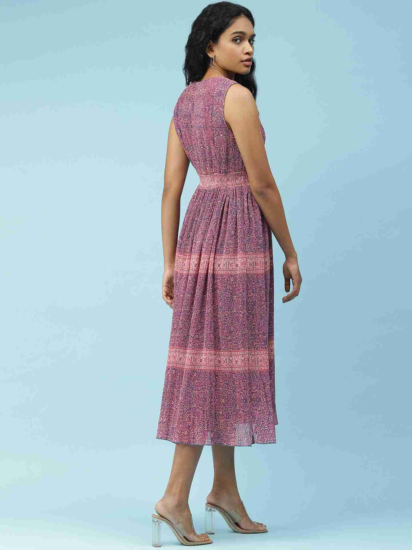 Blue Batik Paisley Midi Dress