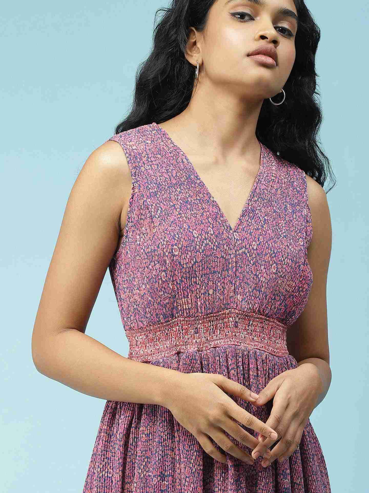 Blue Batik Paisley Midi Dress