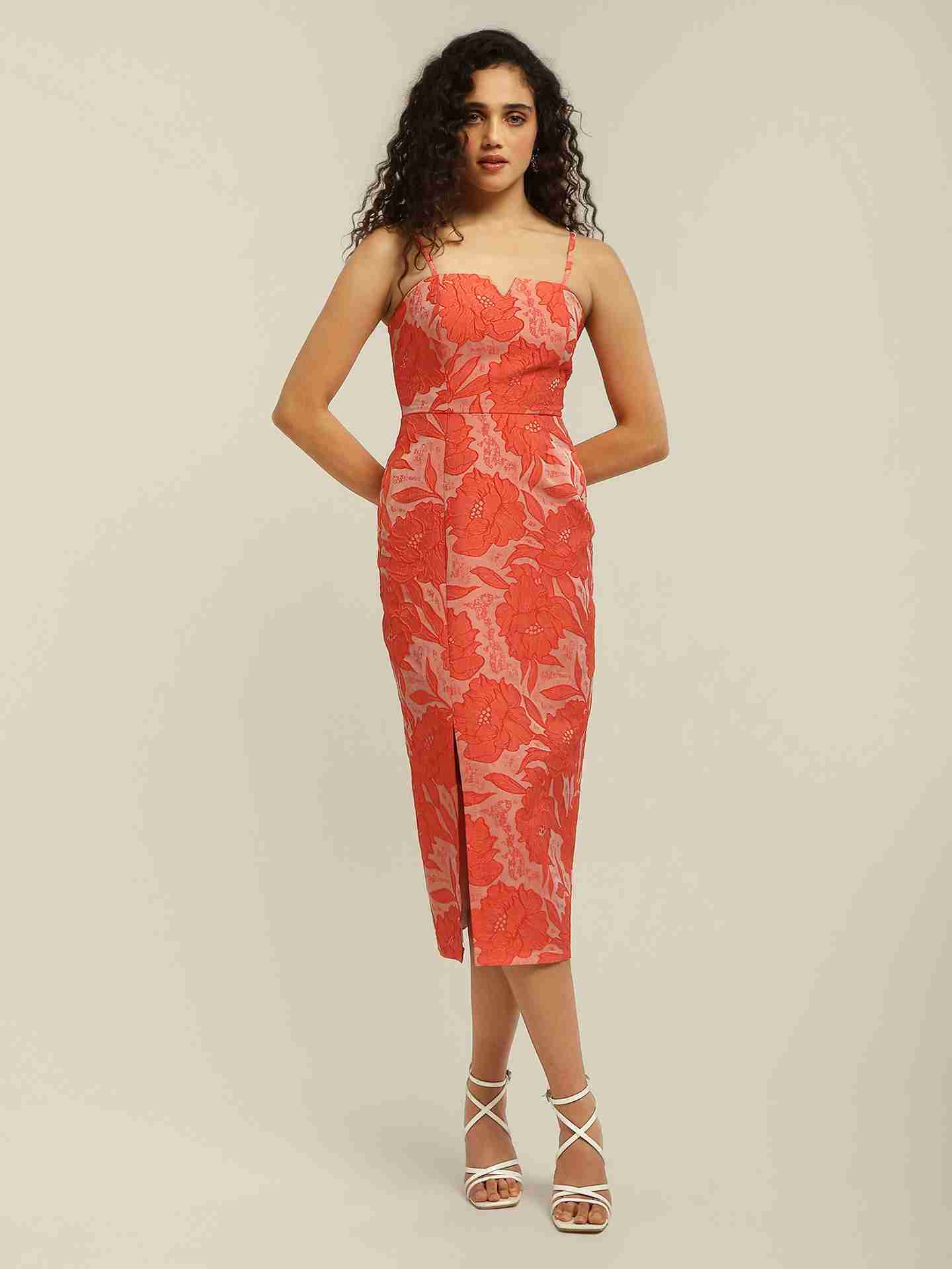 Coral Elaine Midi Dress