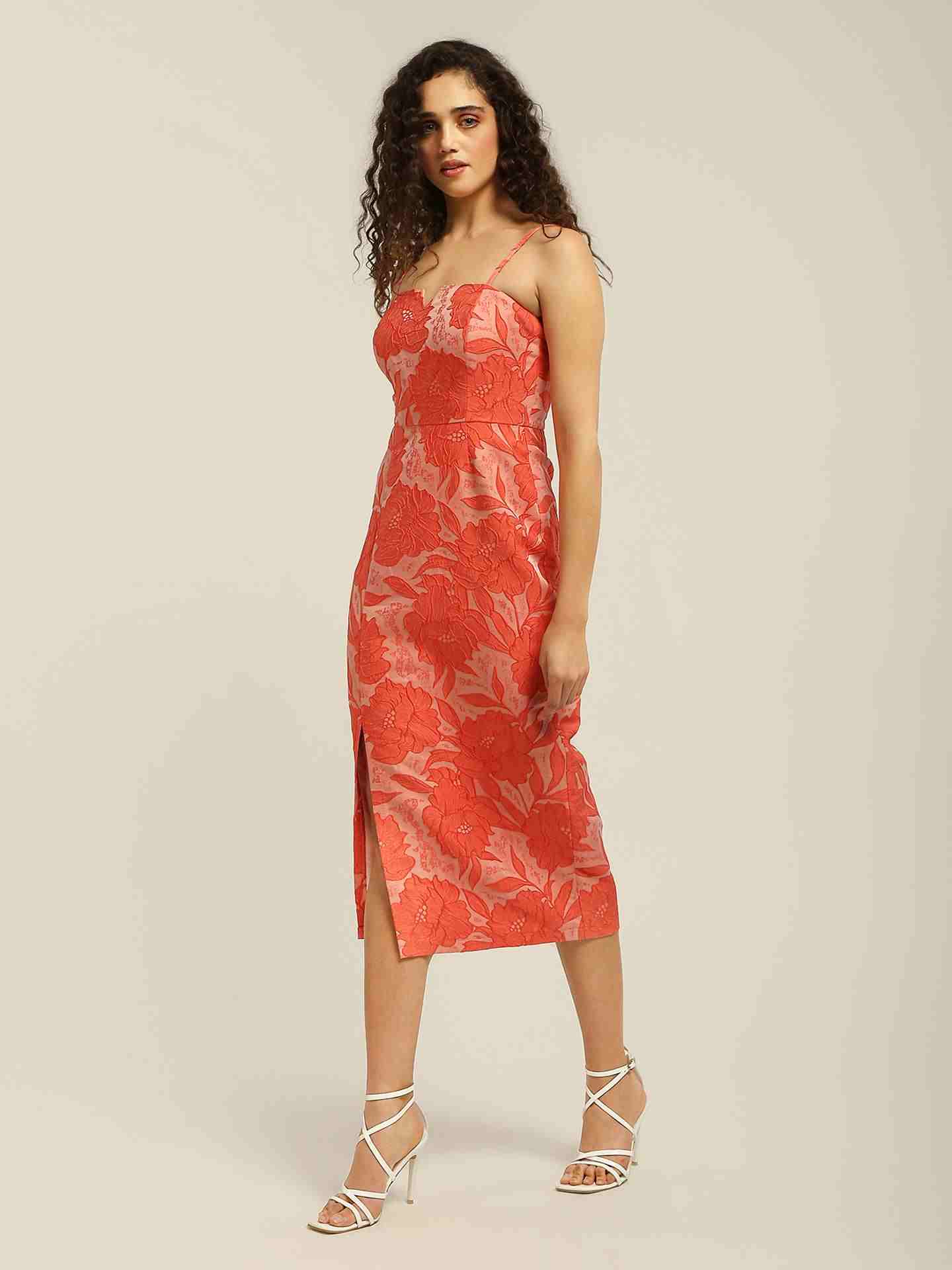 Coral Elaine Midi Dress