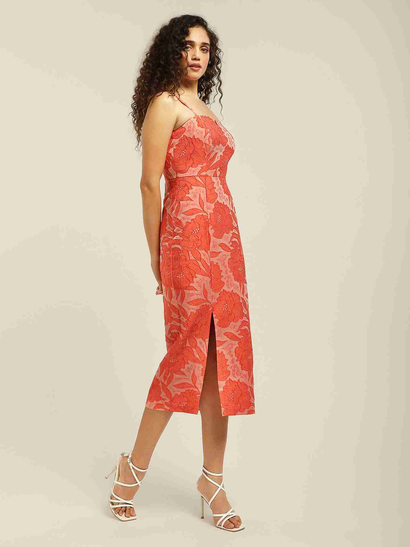 Coral Elaine Midi Dress
