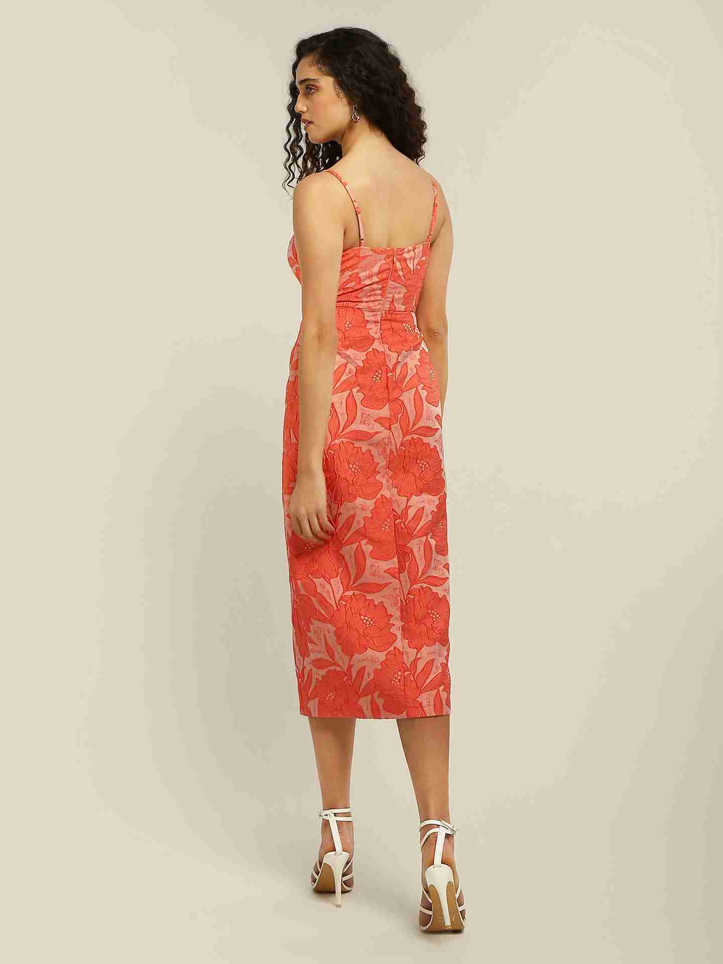 Coral Elaine Midi Dress