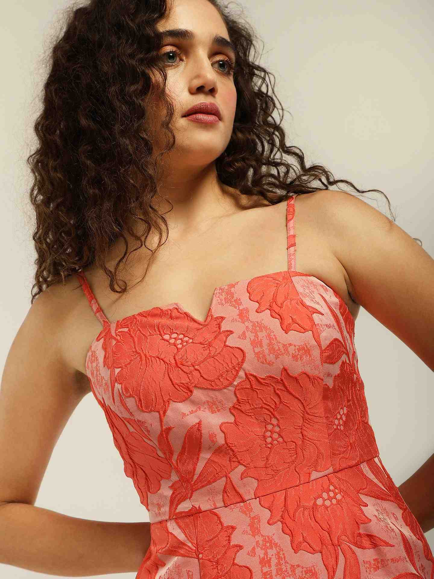 Coral Elaine Midi Dress