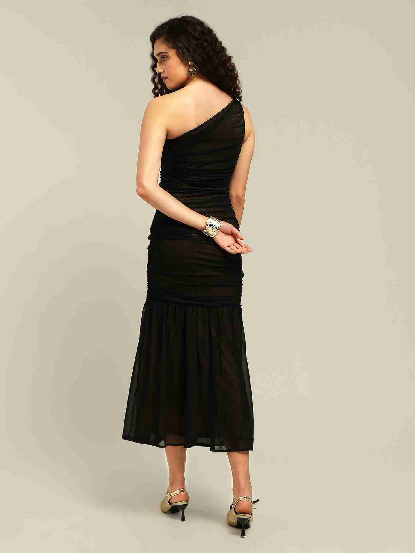 Black Aidette One Shoulder Dress