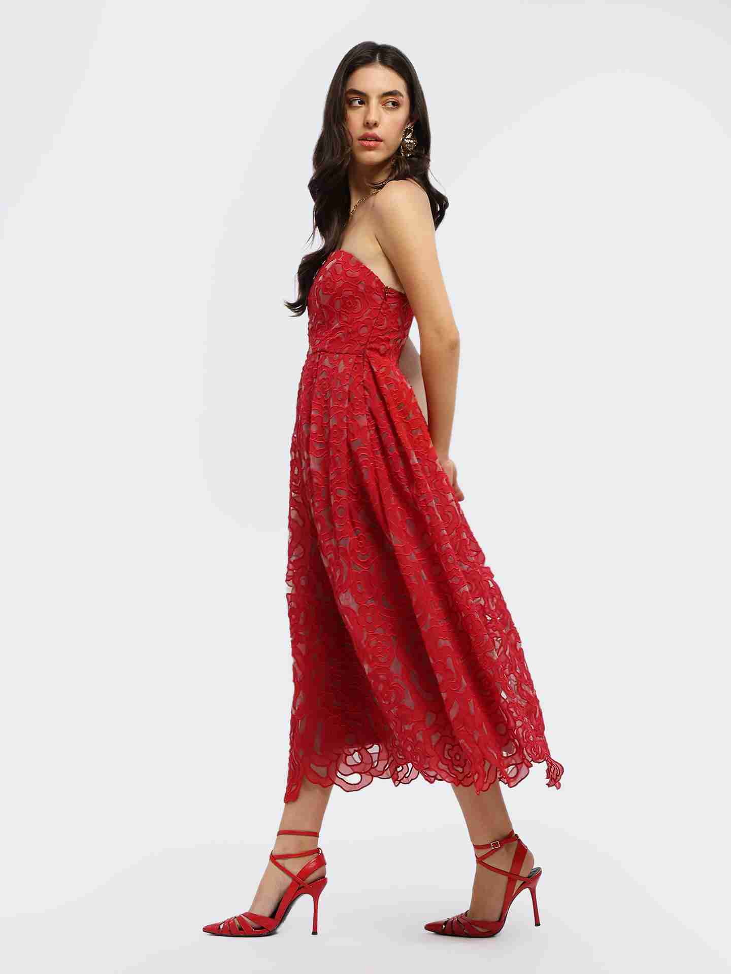 Red Stella Off-The-Shoulder Long Dress
