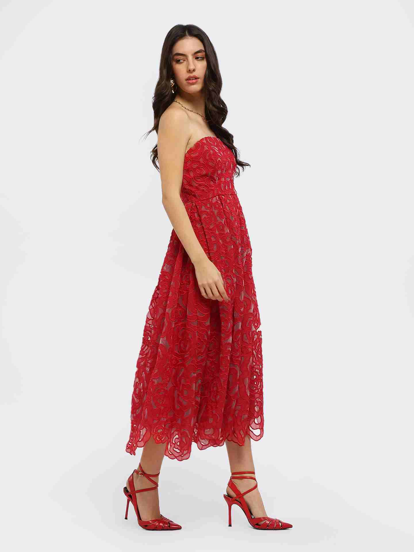 Red Stella Off-The-Shoulder Long Dress