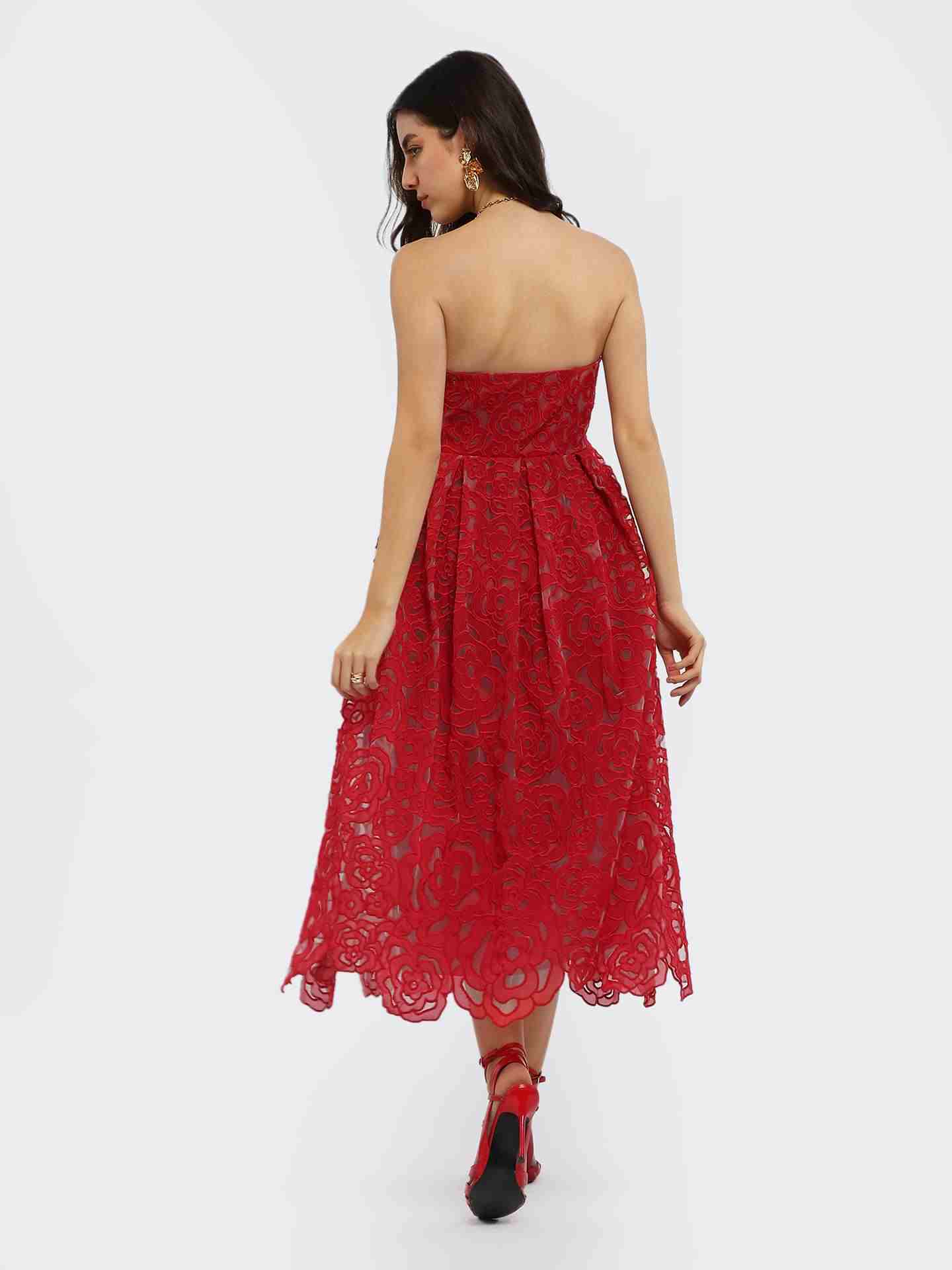 Red Stella Off-The-Shoulder Long Dress