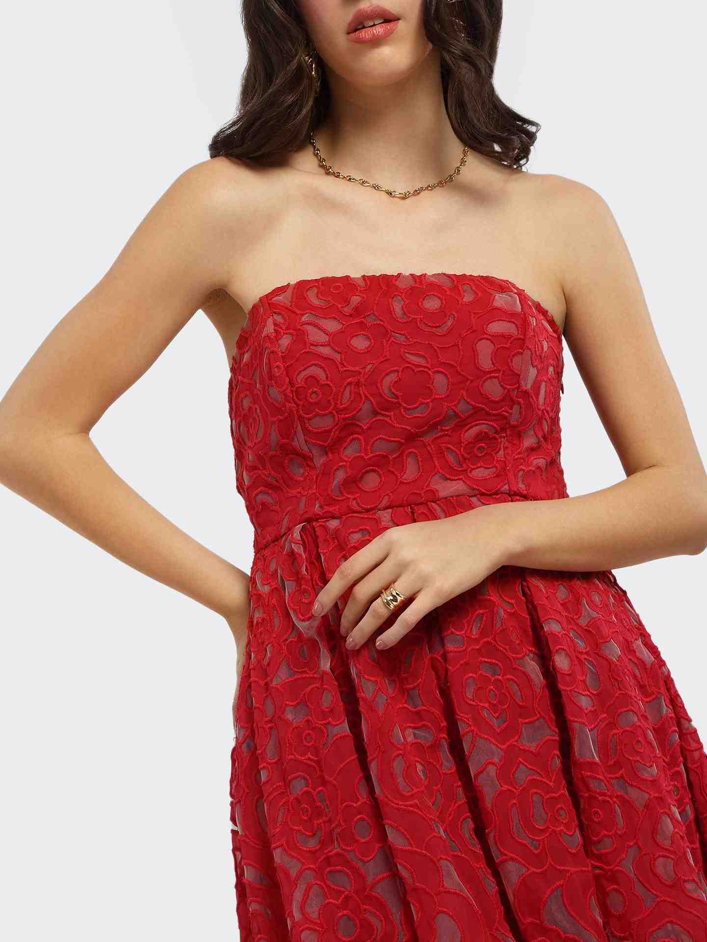 Red Stella Off-The-Shoulder Long Dress