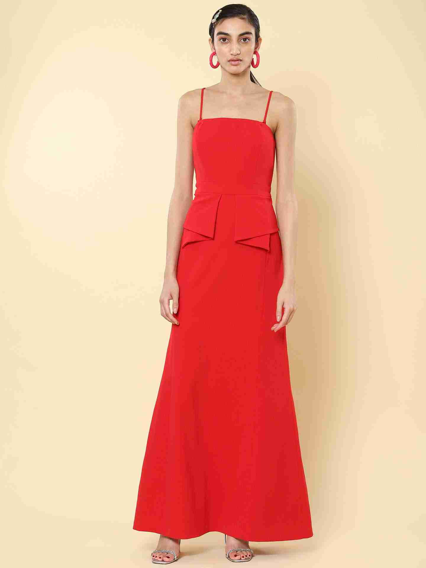 Red Winter Saga Maxi Dress