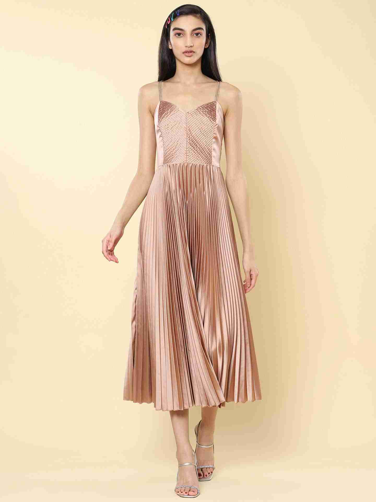 Champagne Valencia Satin Dress