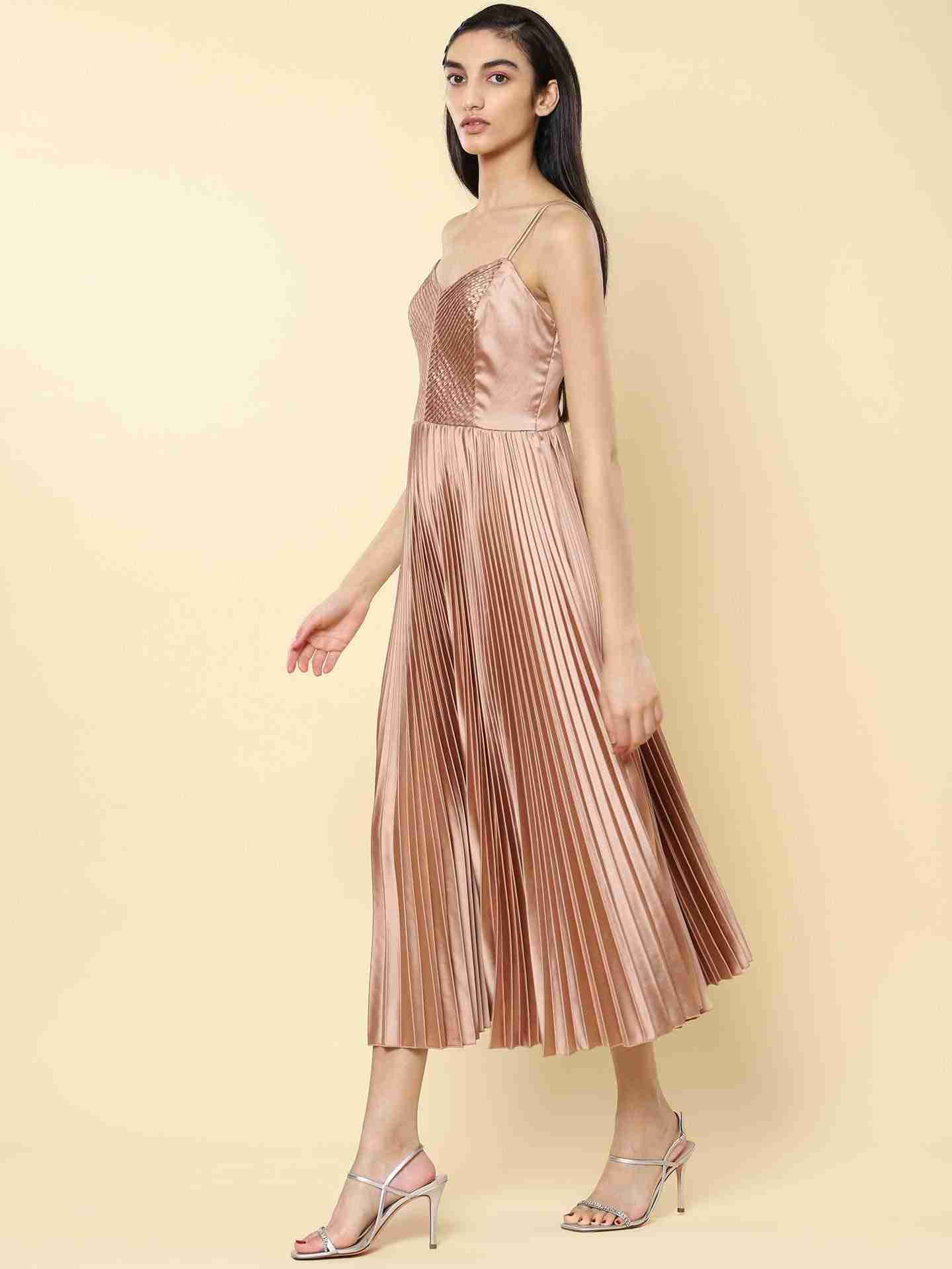 Champagne Valencia Satin Dress
