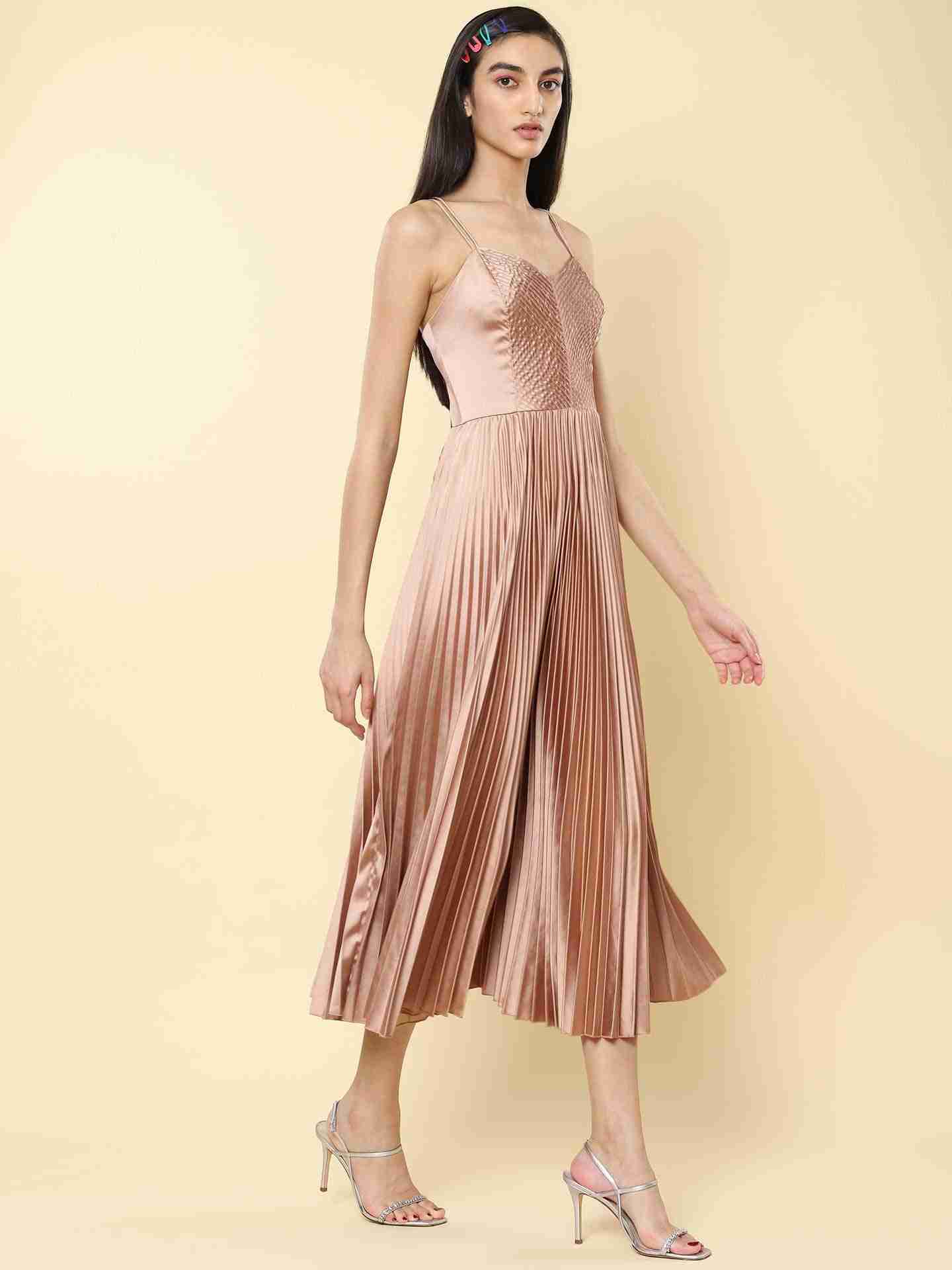 Champagne Valencia Satin Dress