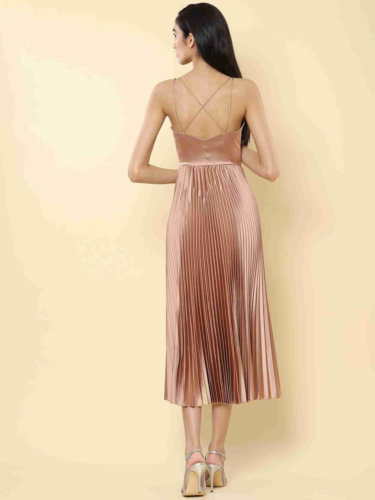 Champagne Valencia Satin Dress