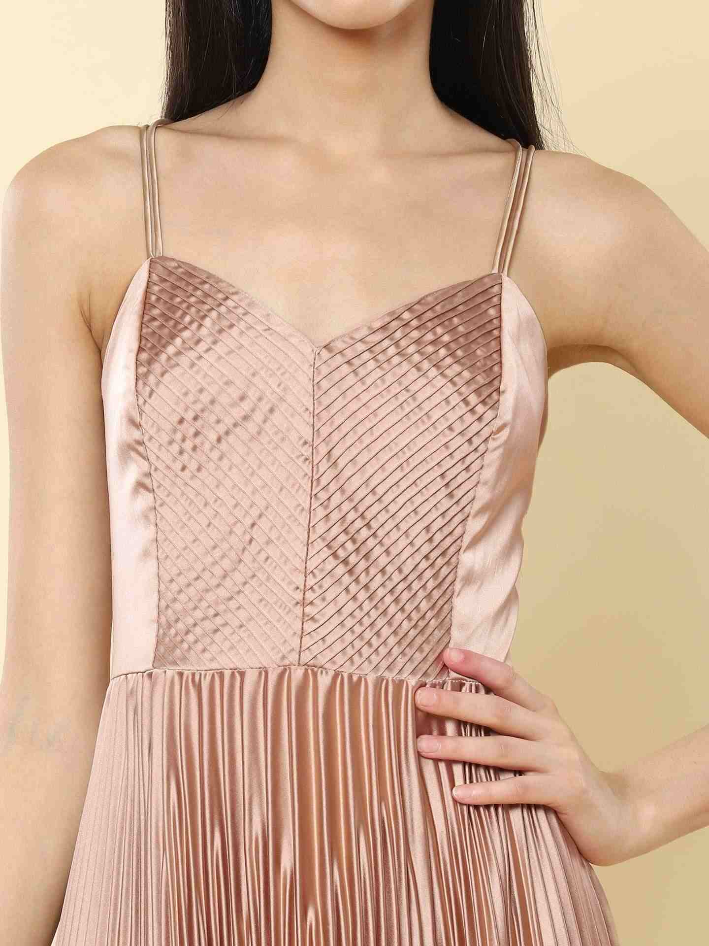 Champagne Valencia Satin Dress