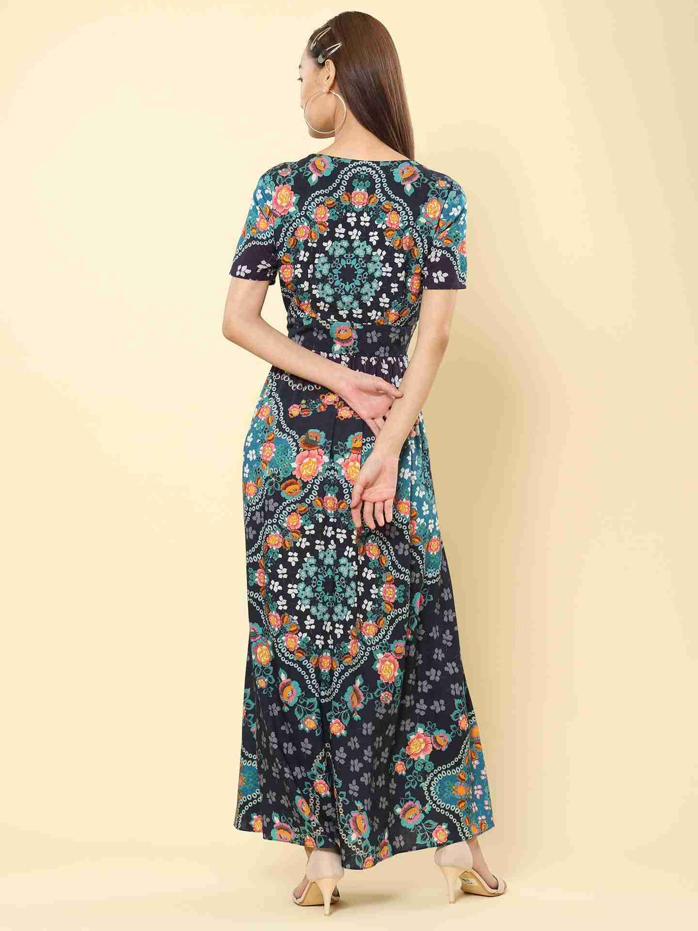 Blue Dew Drops Maxi Dress