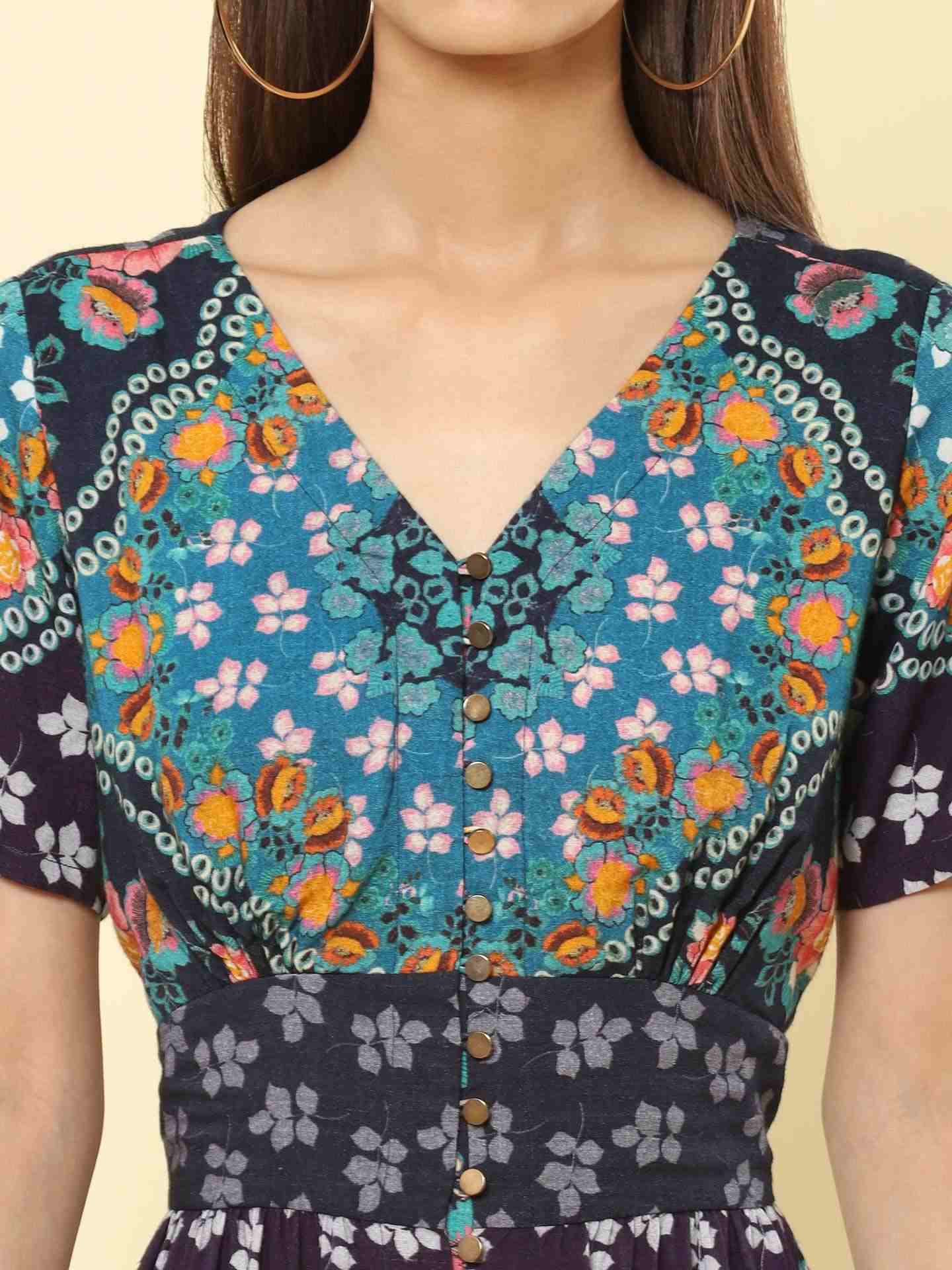 Blue Dew Drops Maxi Dress