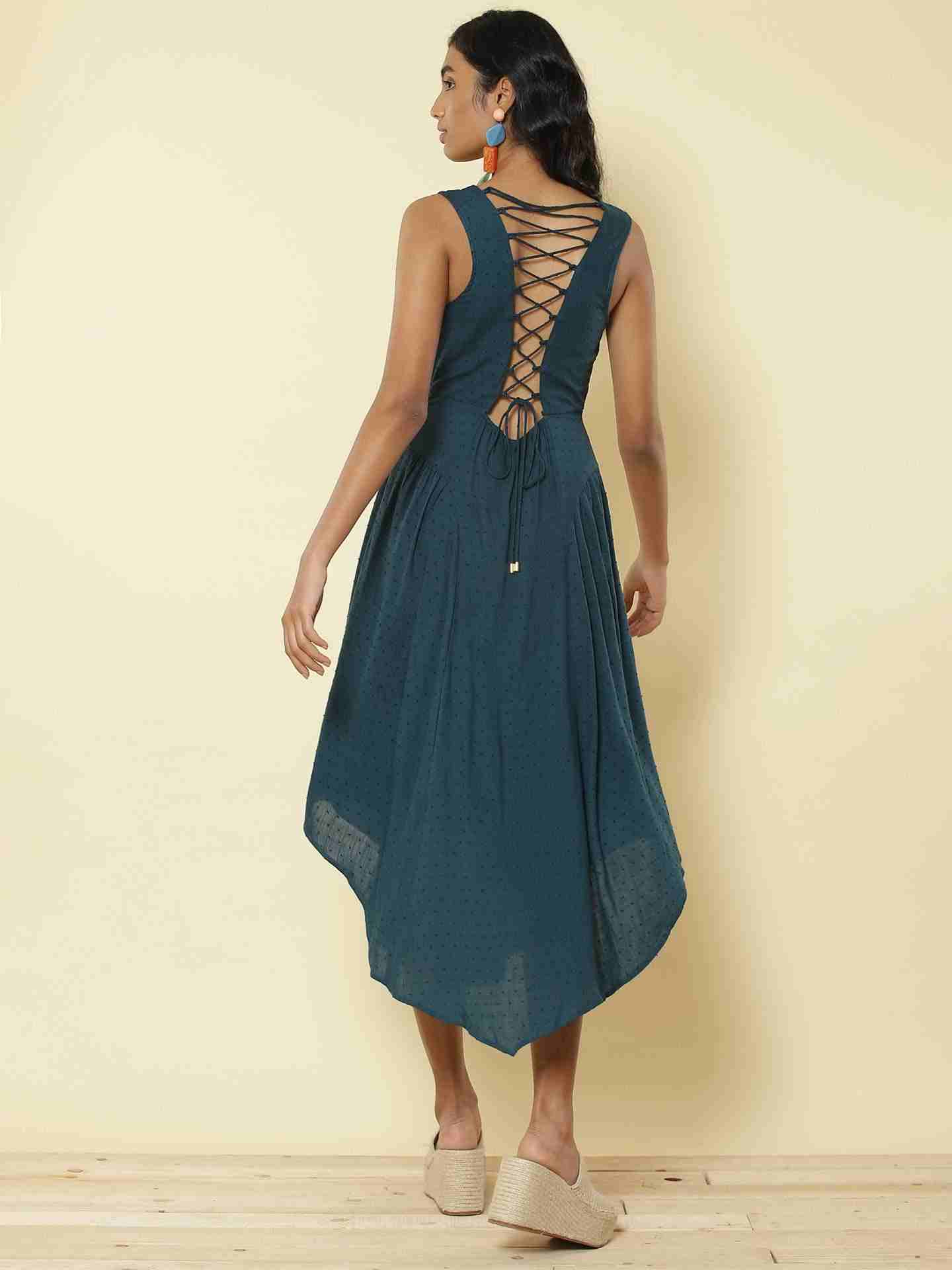 Teal Paula'S Park Midi Dress