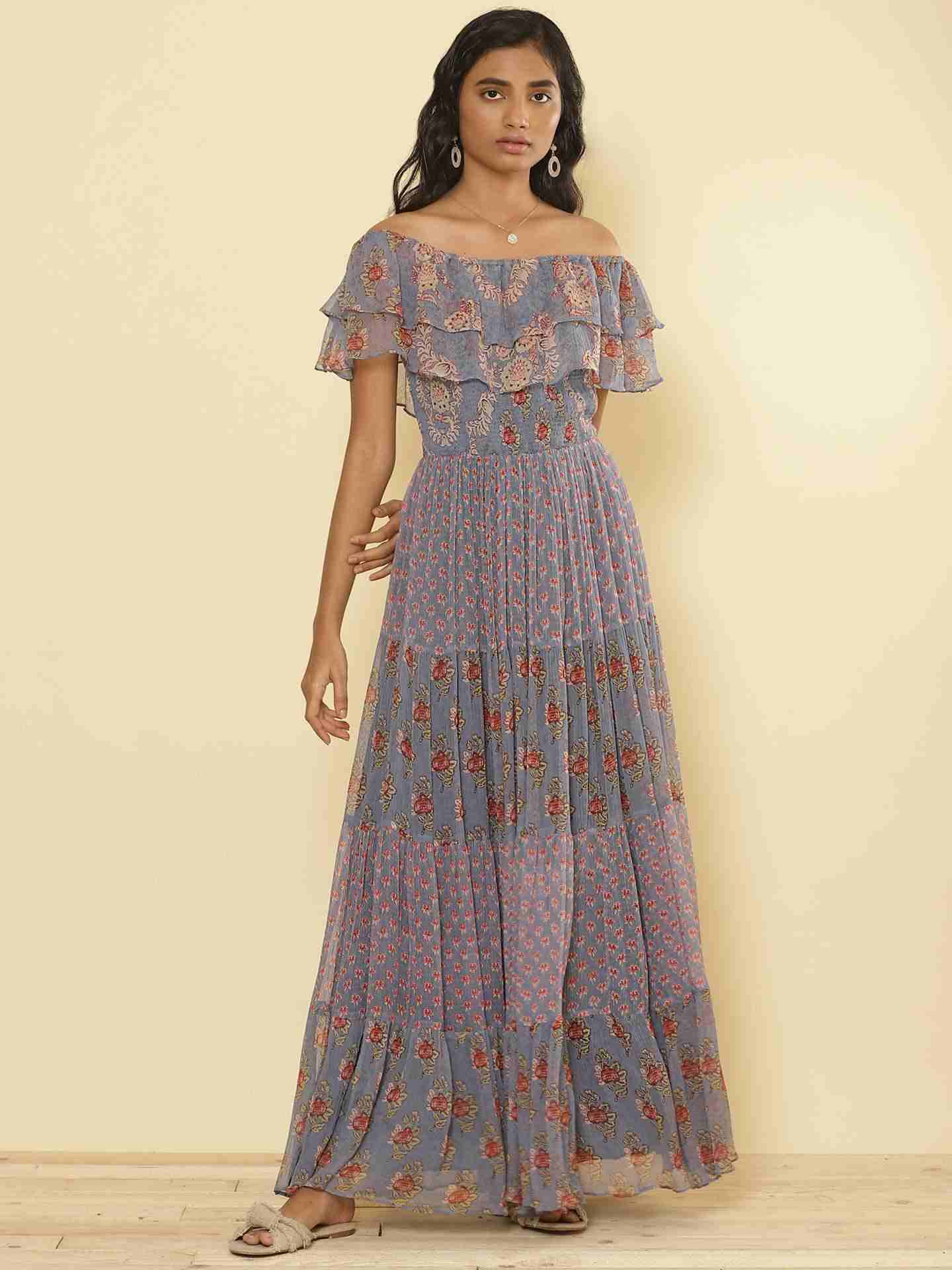 Light Purple Antique Roses Maxi Dress