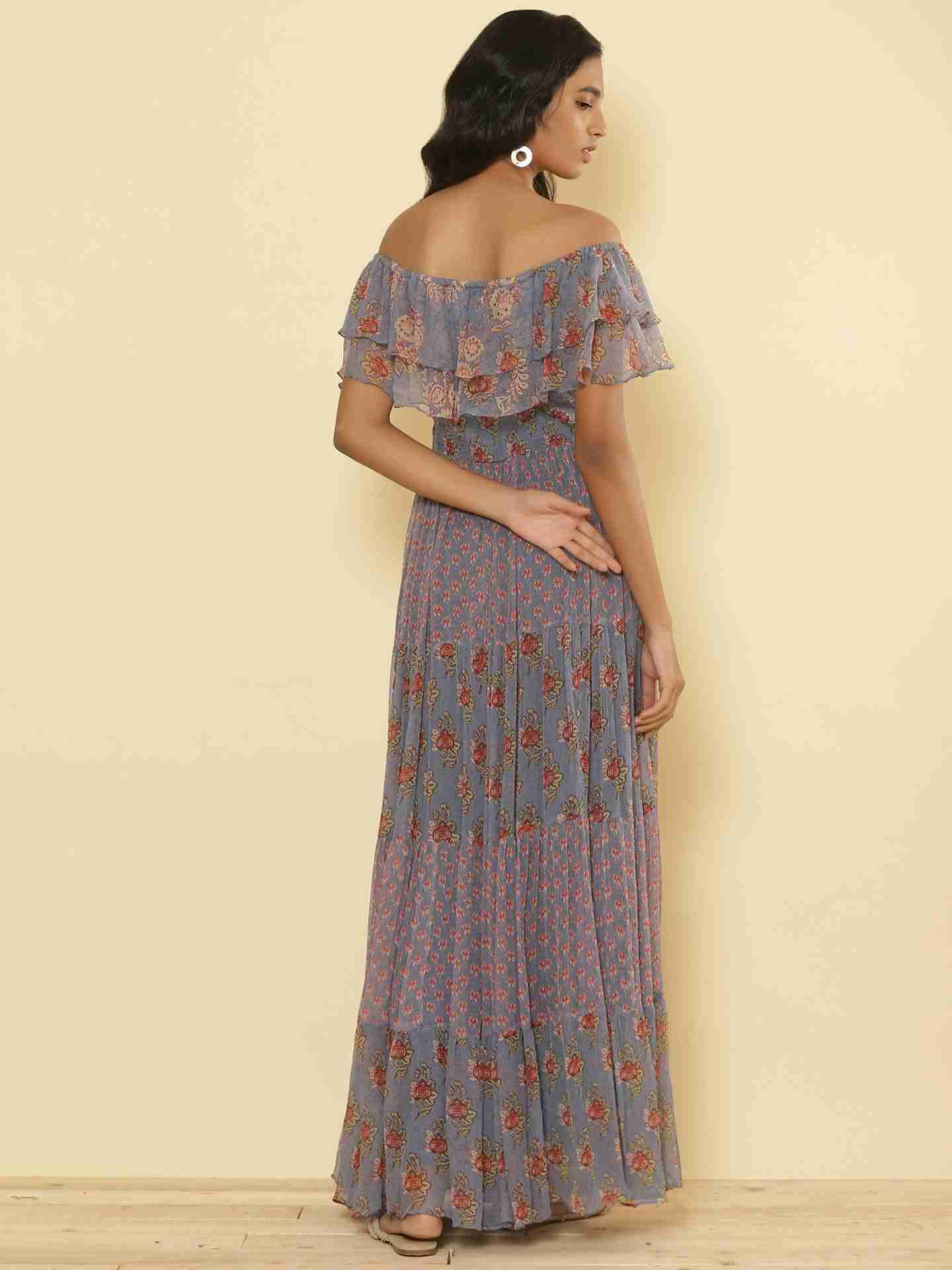 Light Purple Antique Roses Maxi Dress