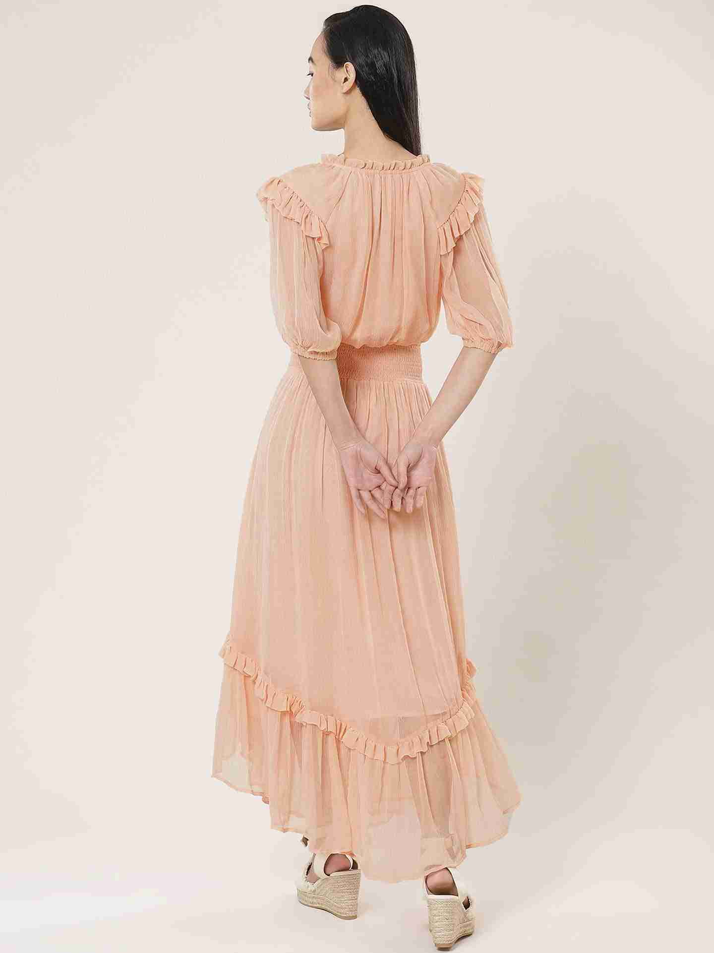 Peach Solid Breeze Maxi Dress