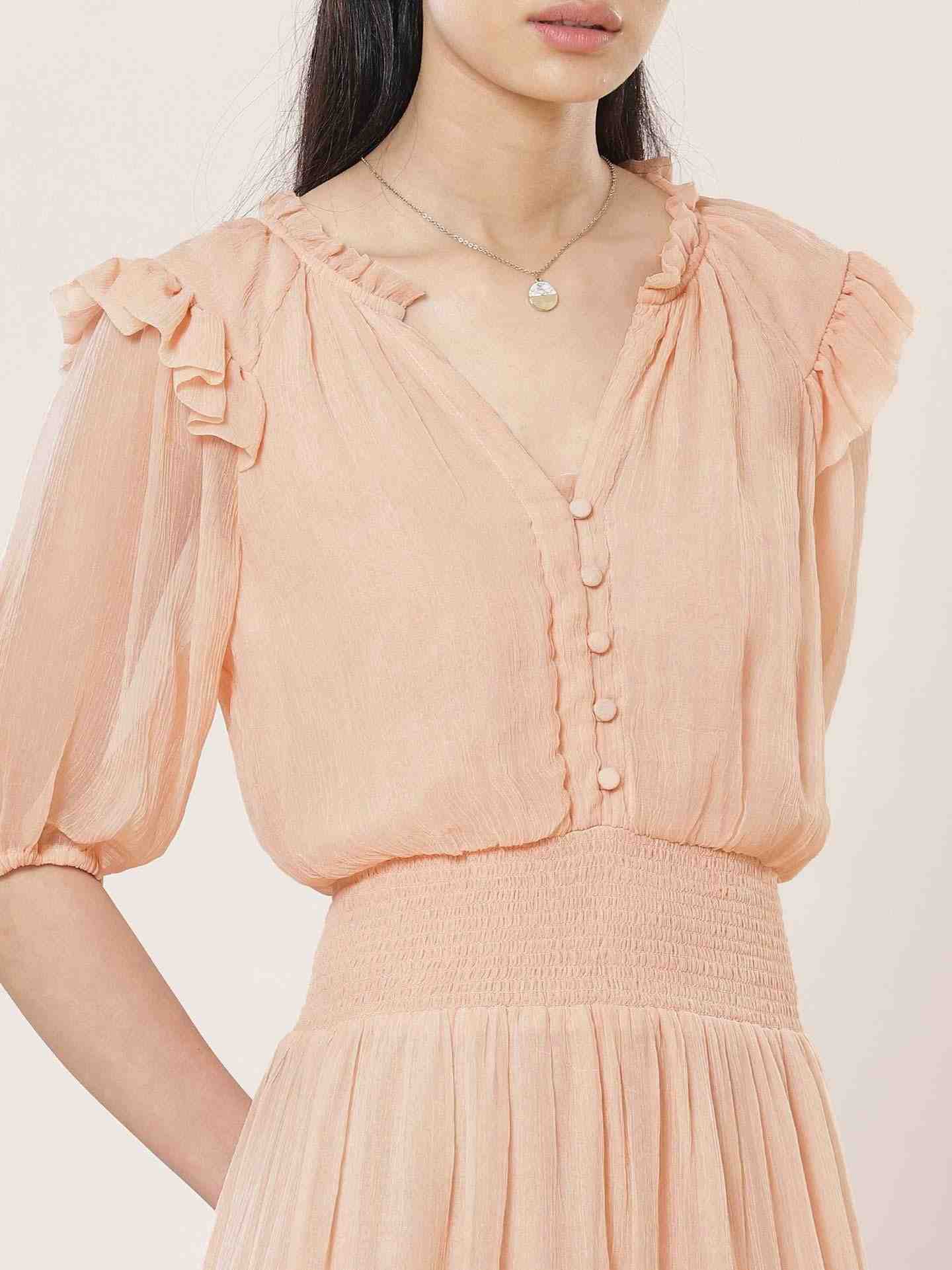 Peach Solid Breeze Maxi Dress