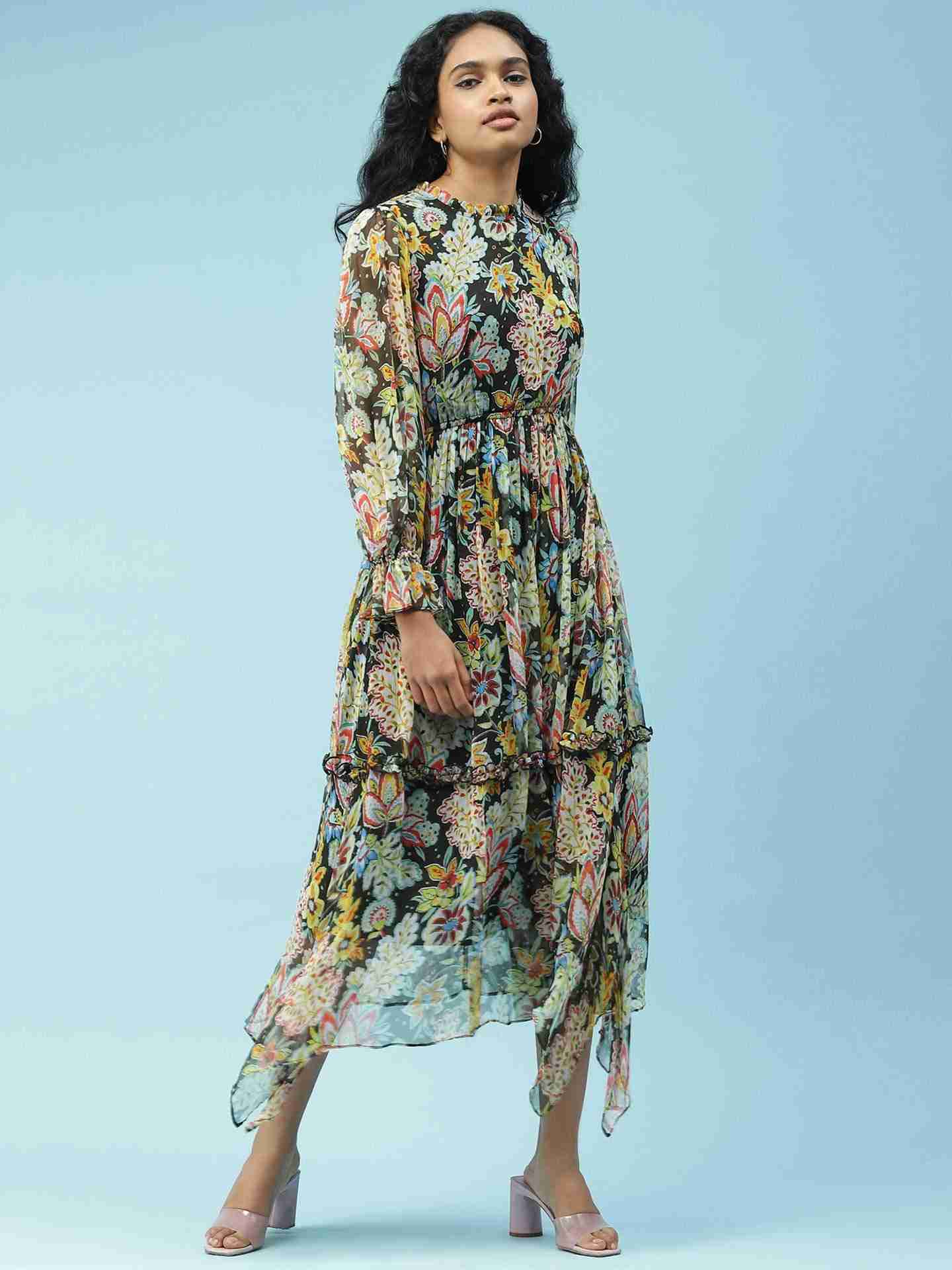 Black Forest Flower Midi Dress
