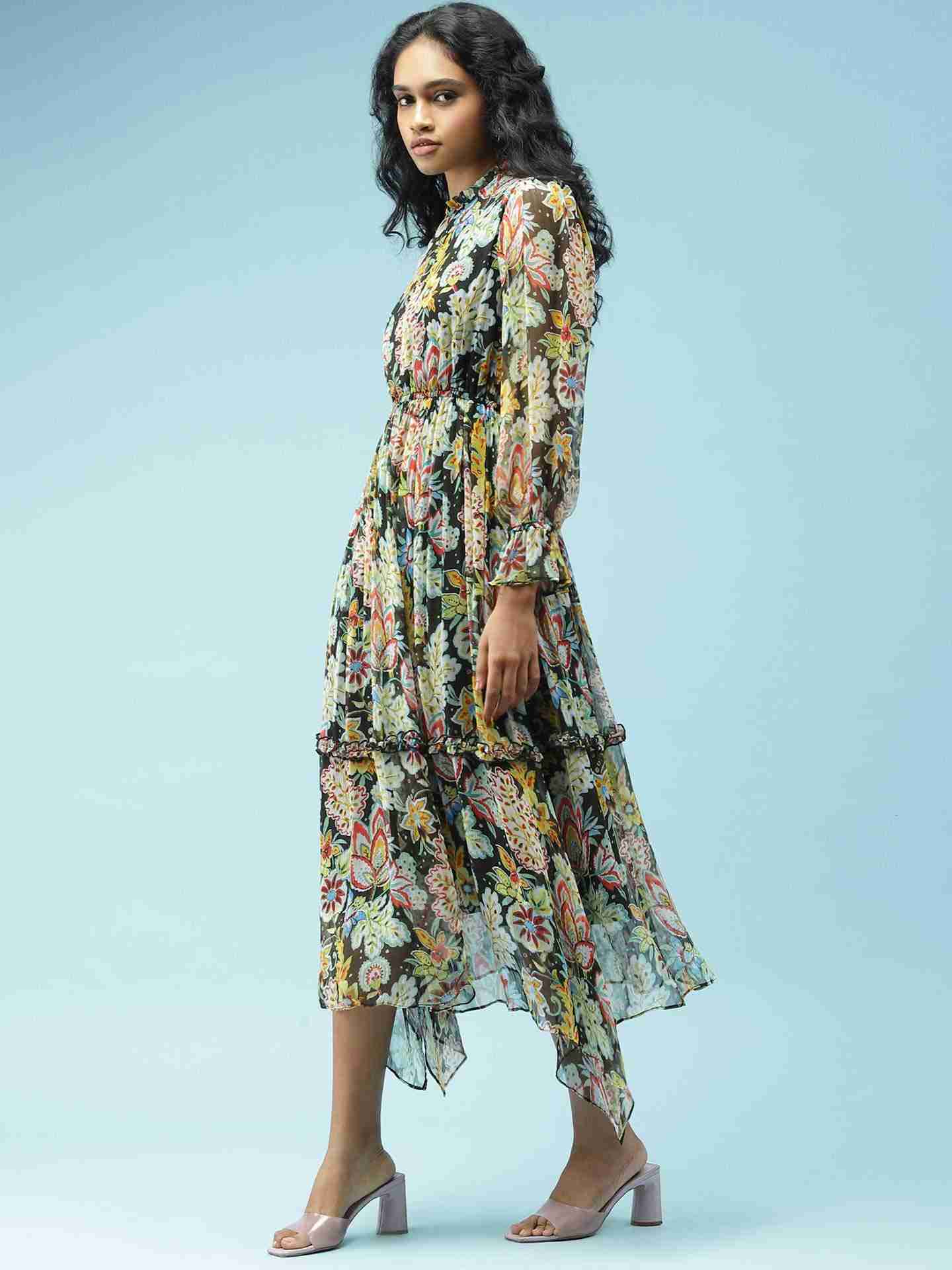 Black Forest Flower Midi Dress