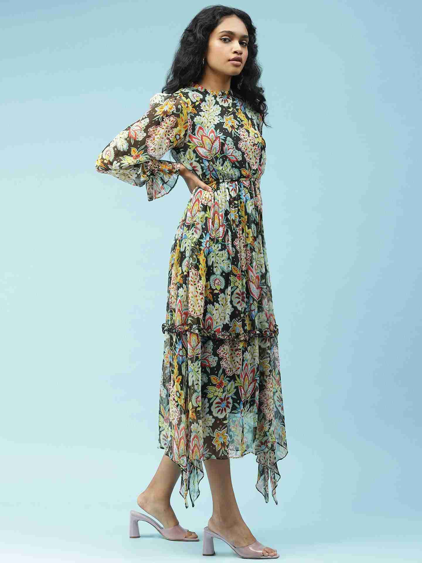 Black Forest Flower Midi Dress