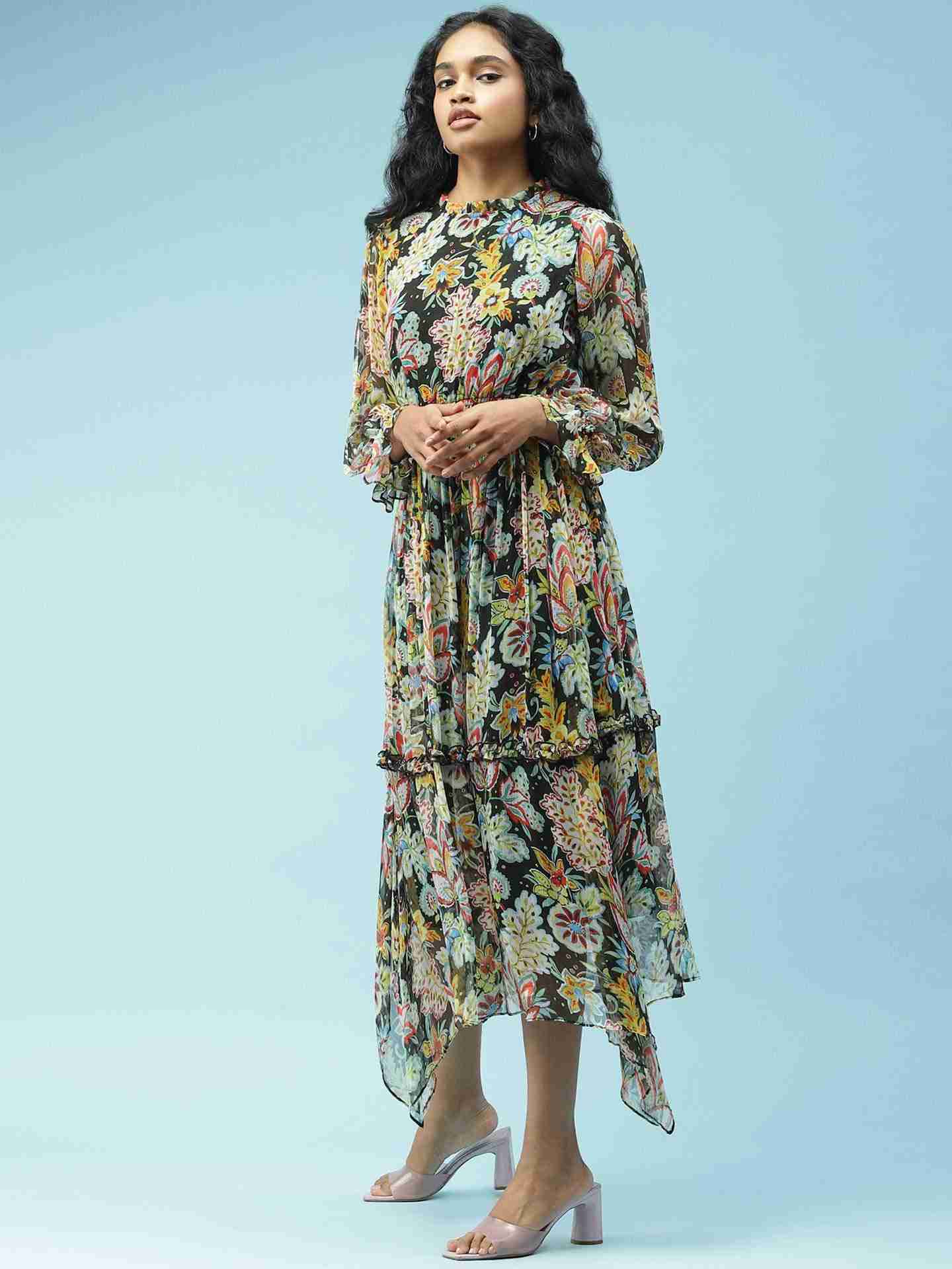Black Forest Flower Midi Dress
