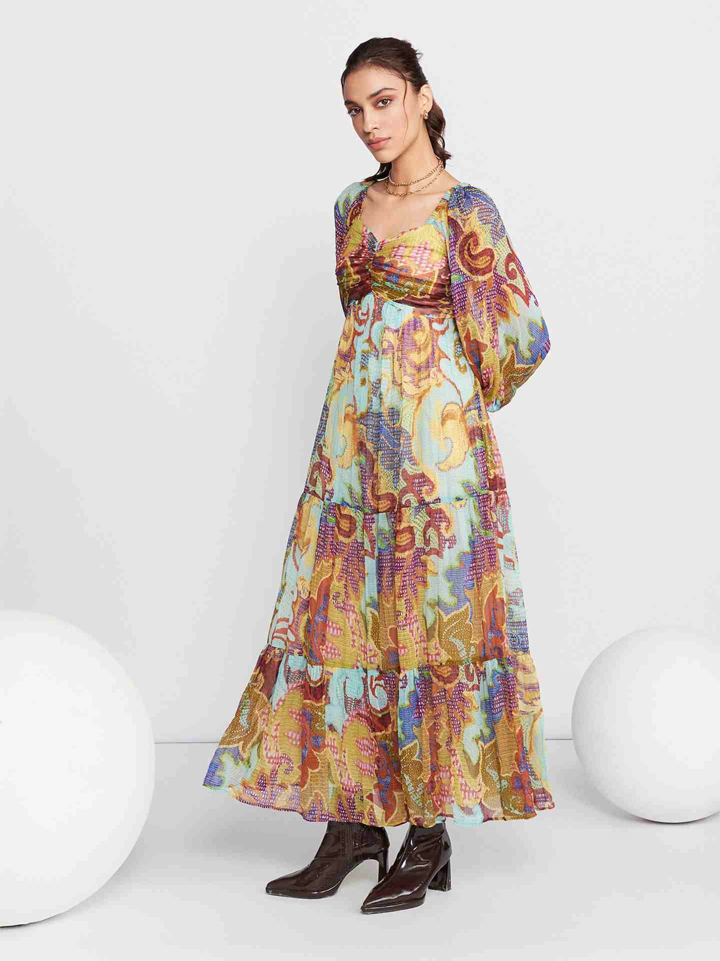 Ecru Multi Francis Long Dress