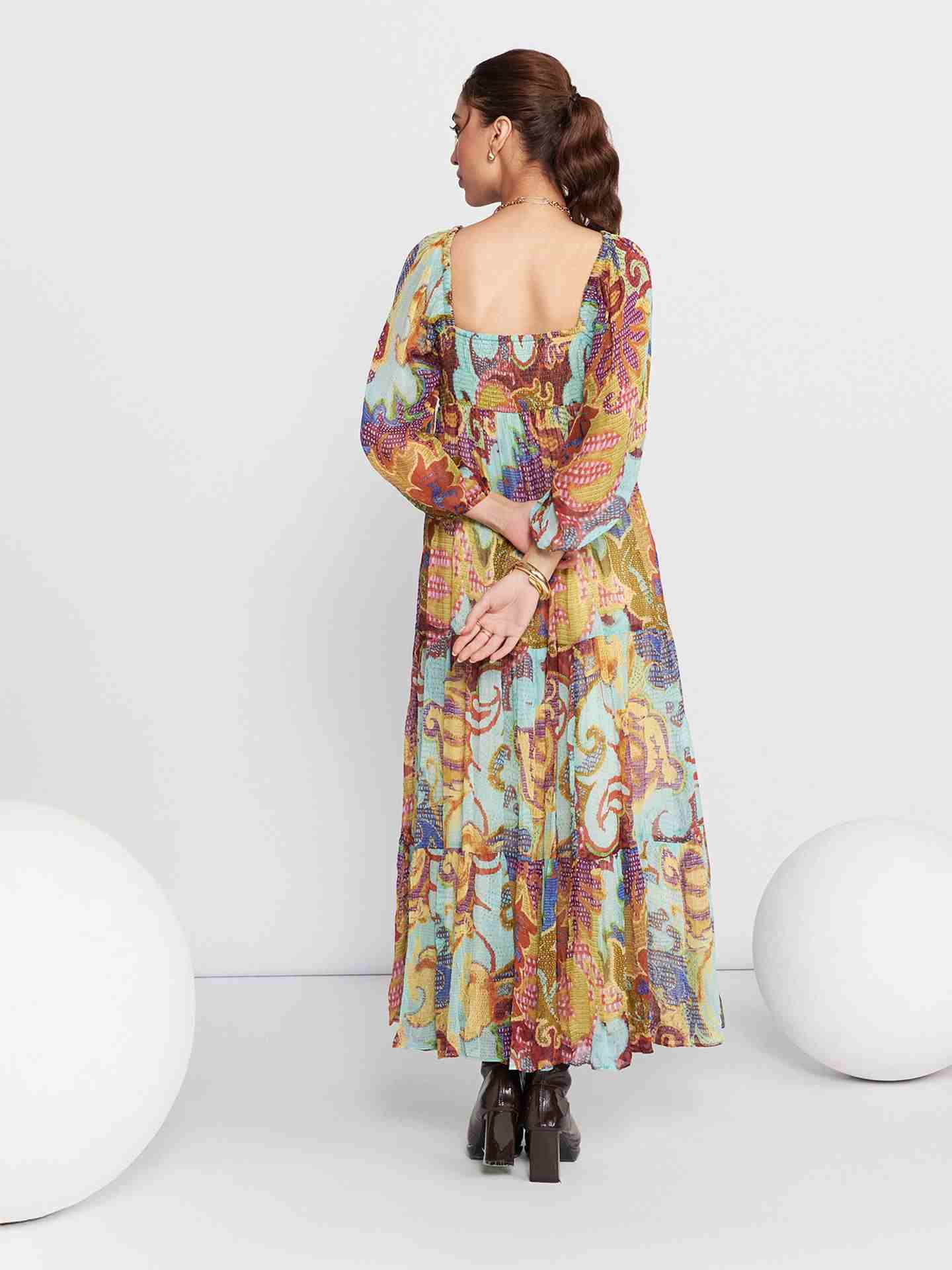 Ecru Multi Francis Long Dress