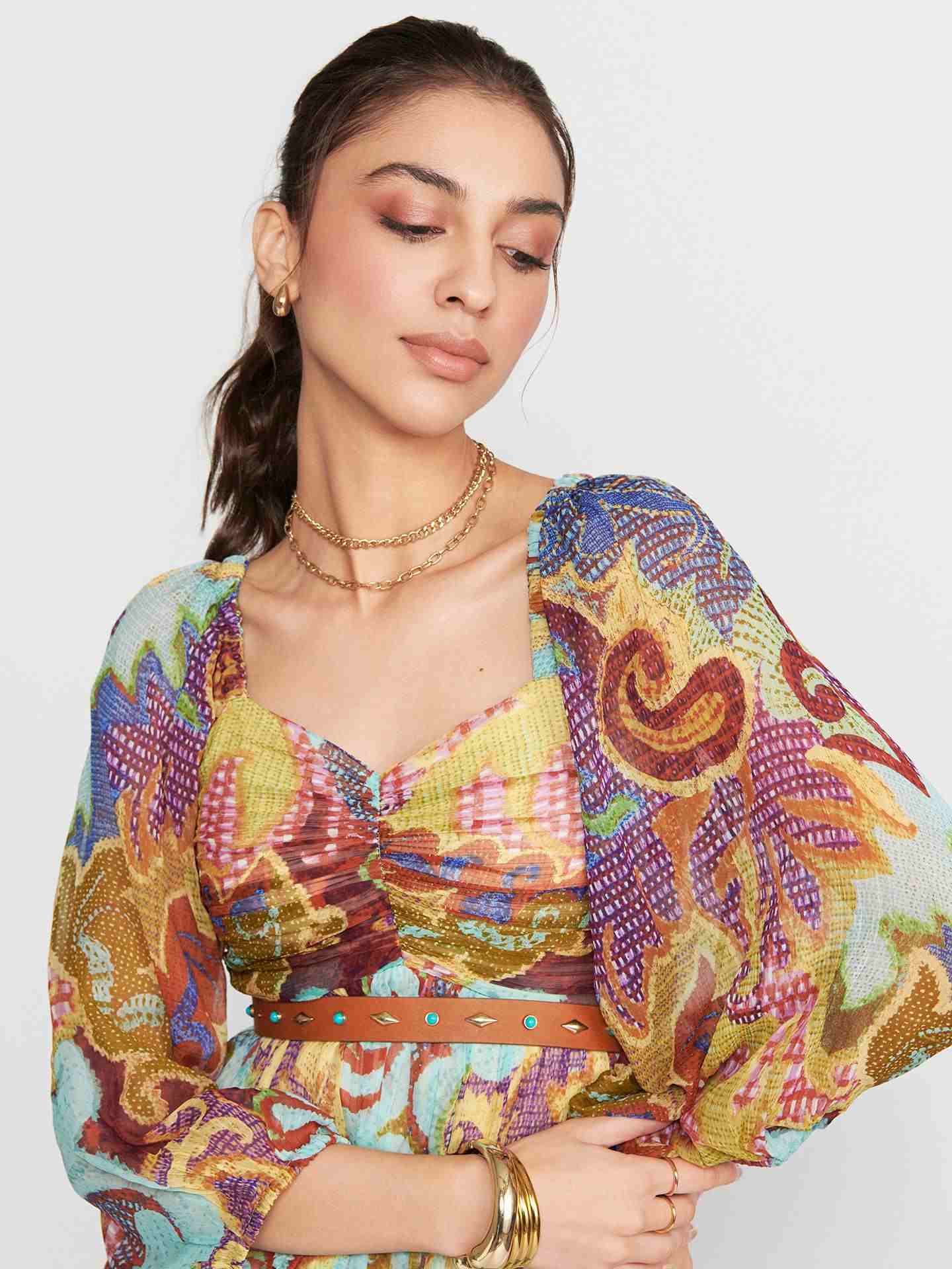 Ecru Multi Francis Long Dress