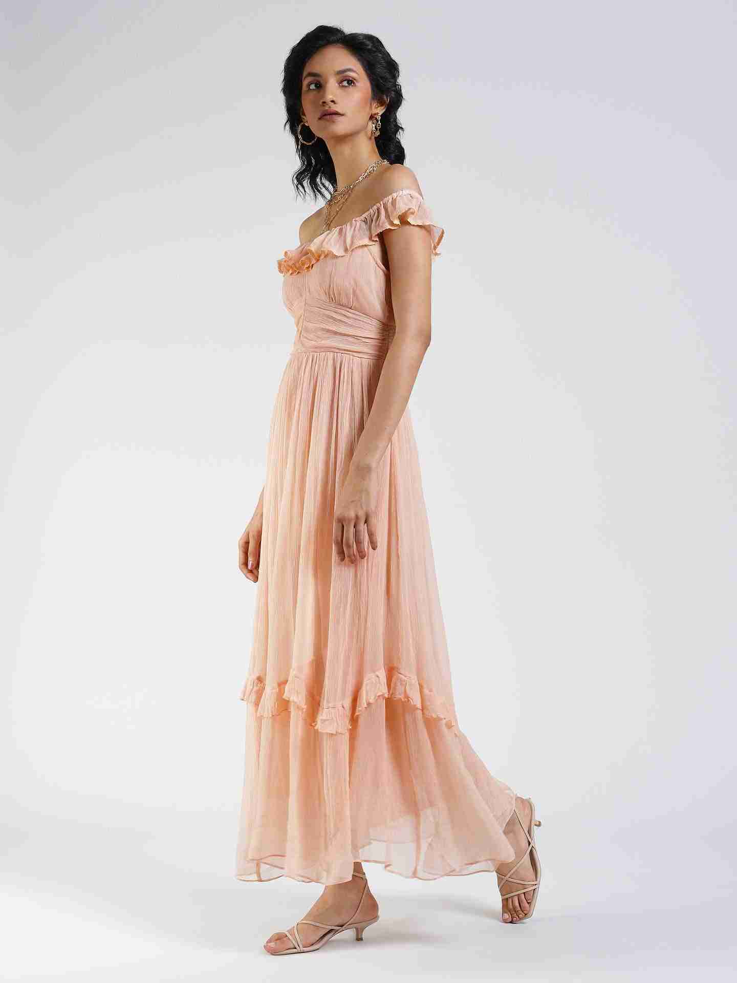Peach Giana Off-The-Shoulder Dress