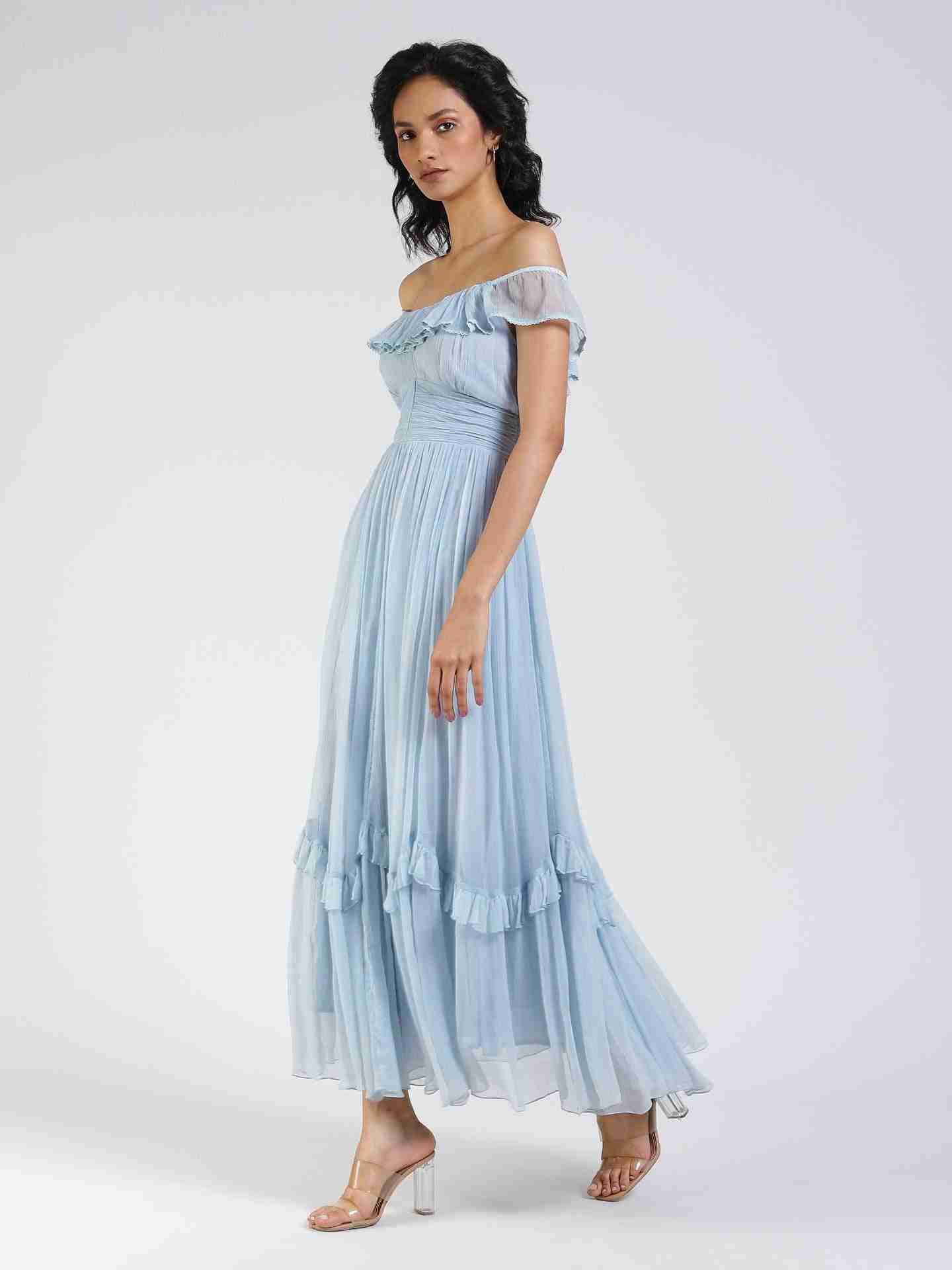 Powder Blue Giana Off-The-Shoulder Dress
