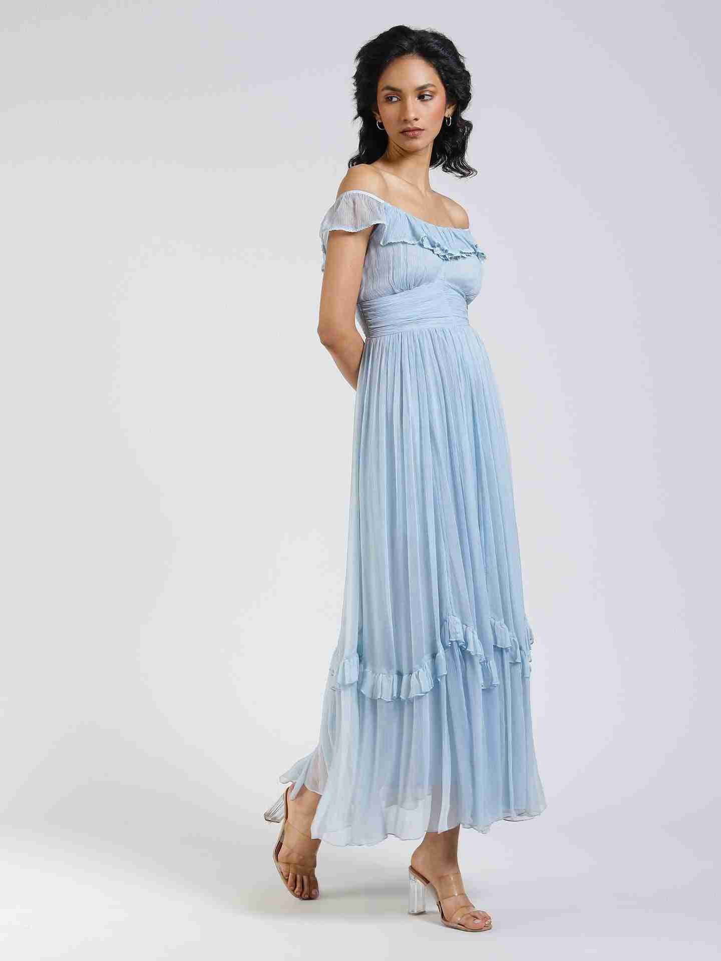 Powder Blue Giana Off-The-Shoulder Dress
