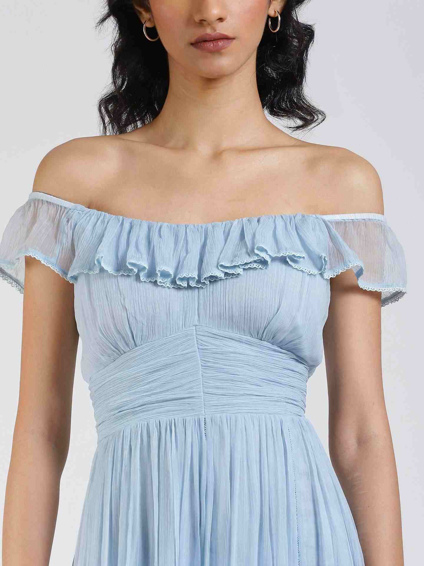Powder Blue Giana Off-The-Shoulder Dress