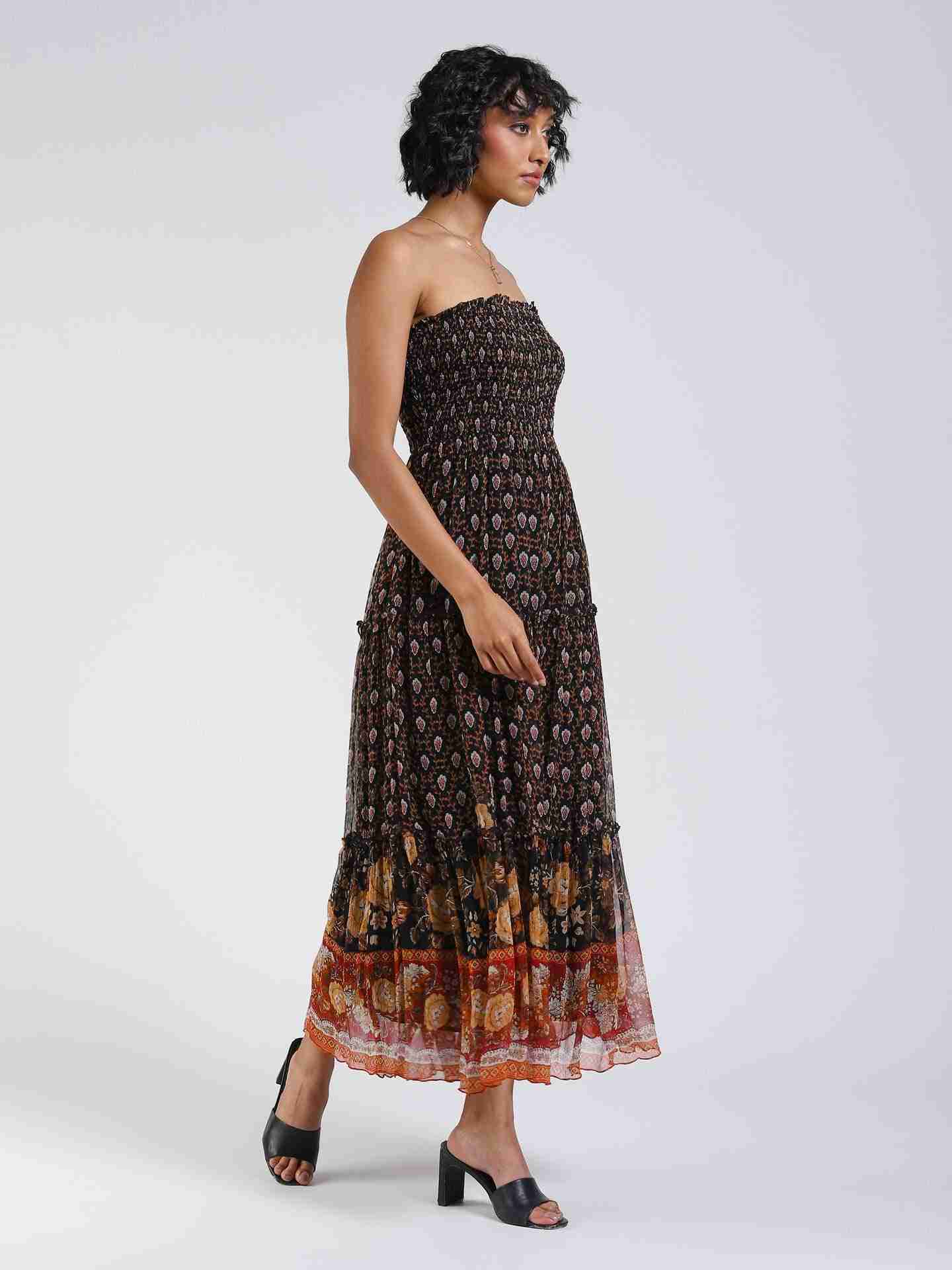 Black Provencal Off-The-Shoulder Dress