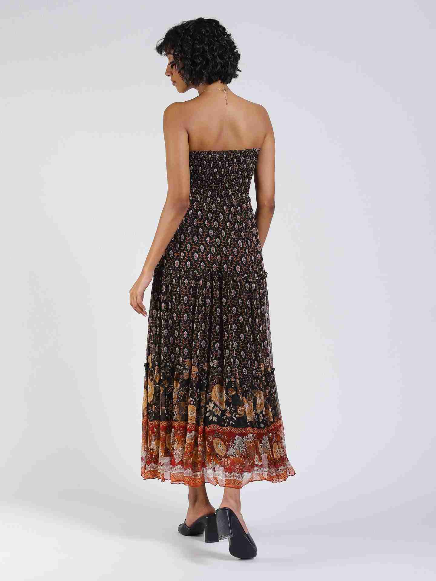 Black Provencal Off-The-Shoulder Dress