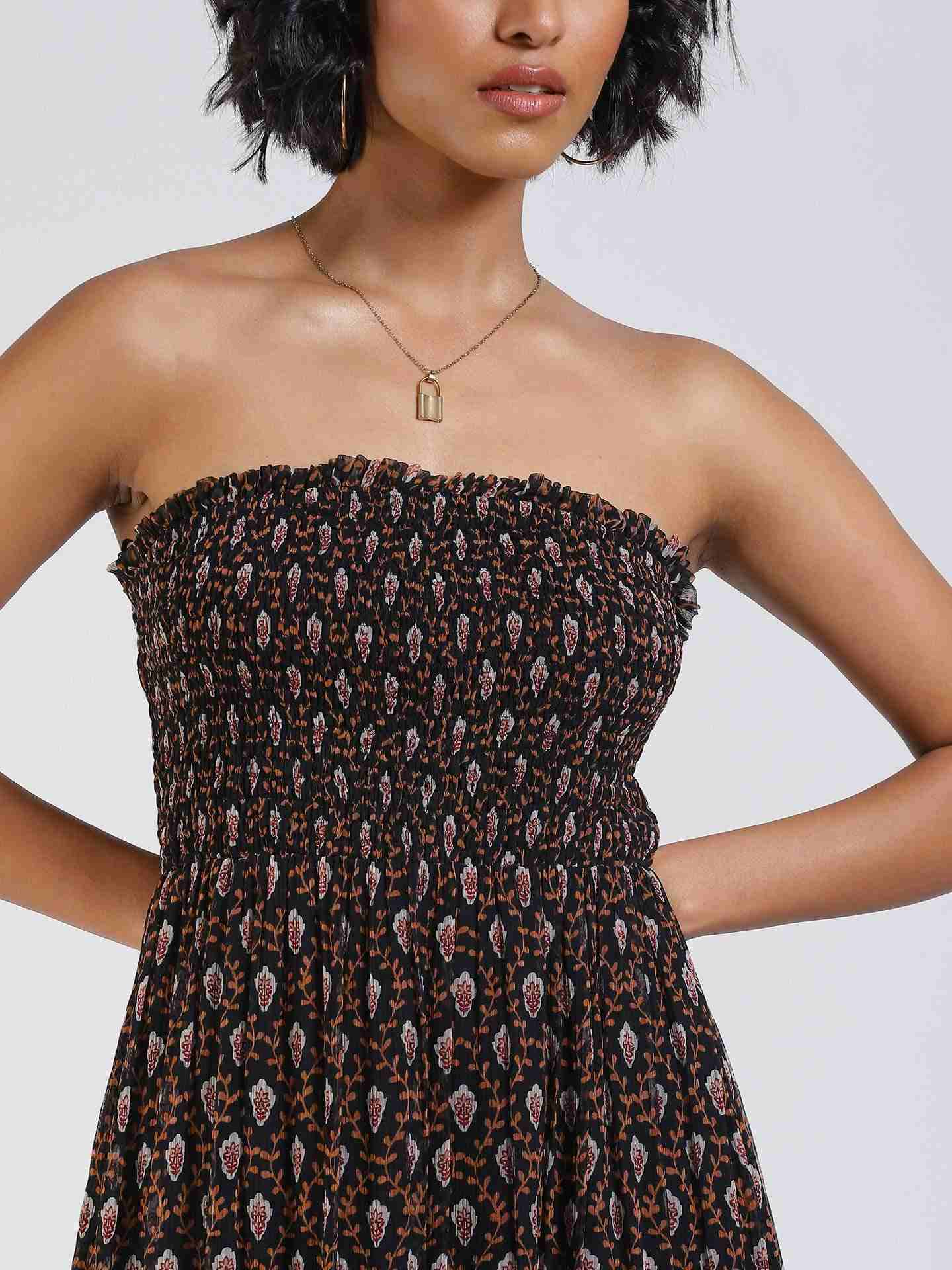 Black Provencal Off-The-Shoulder Dress