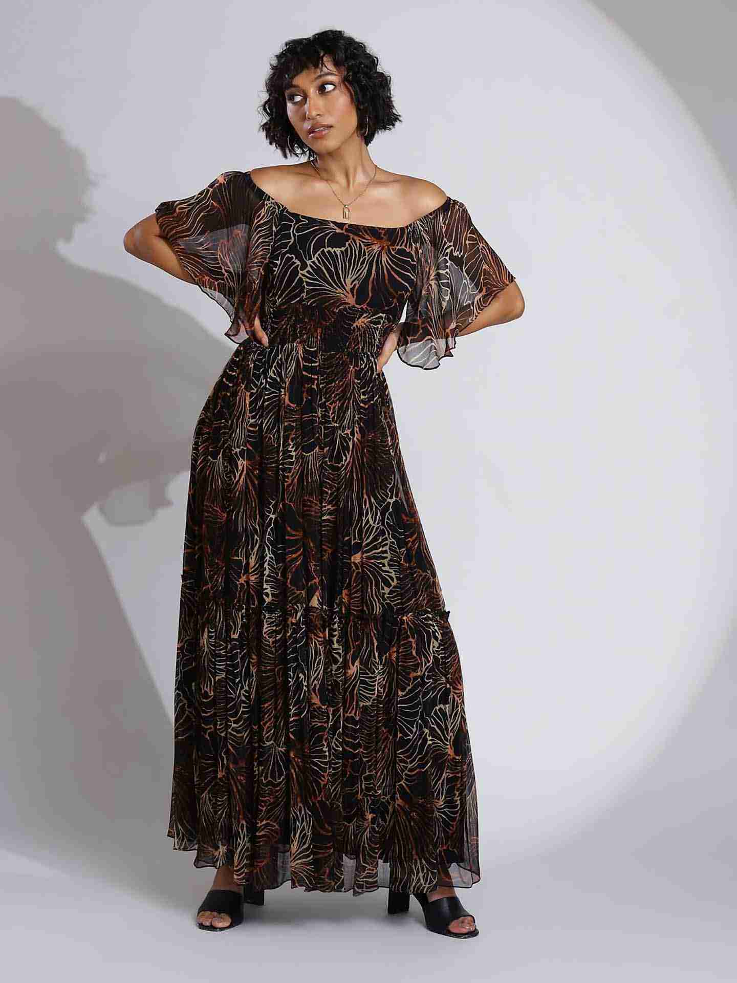 Black Vivienne Off-The-Shoulder Dress