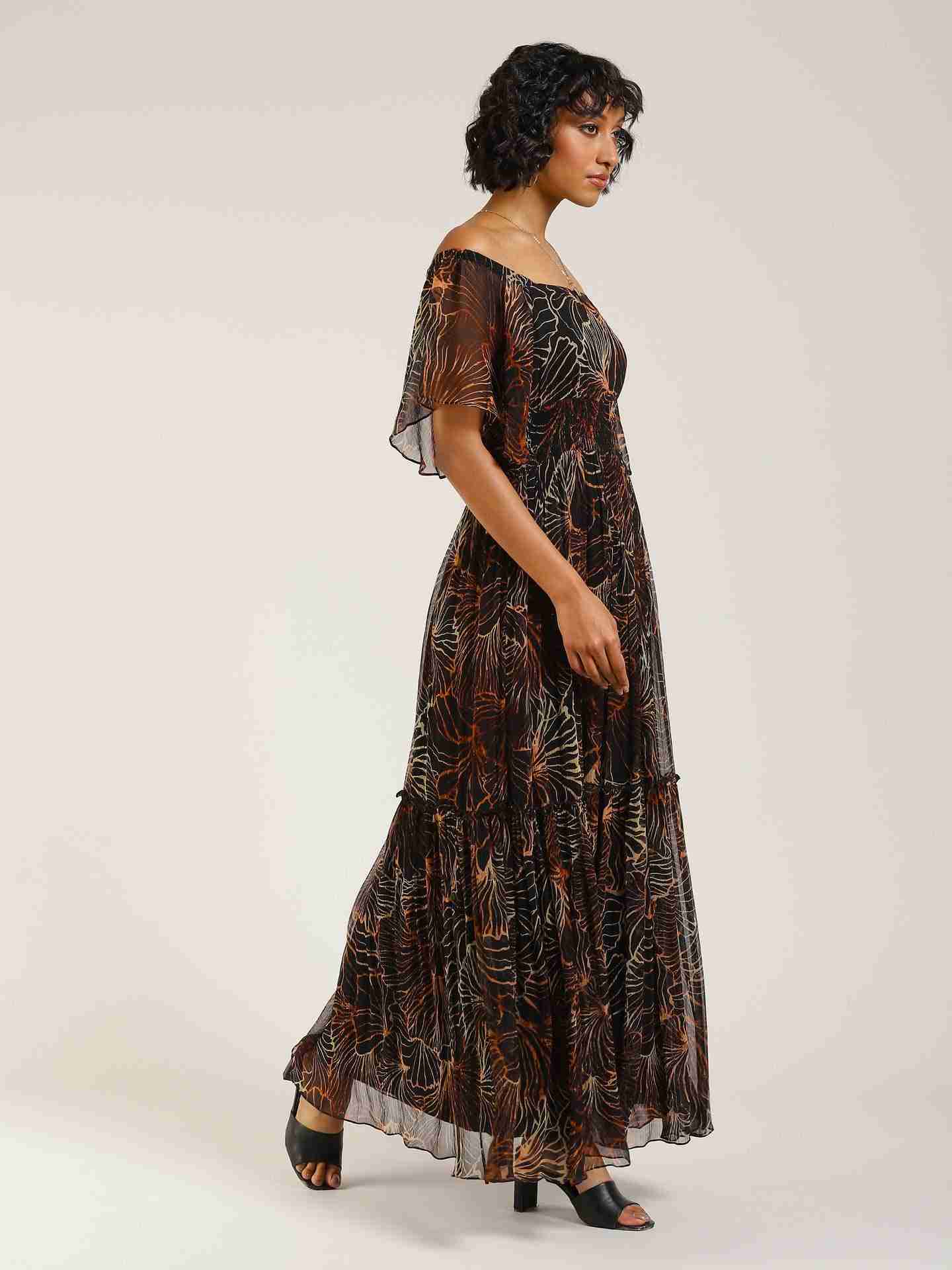 Black Vivienne Off-The-Shoulder Dress