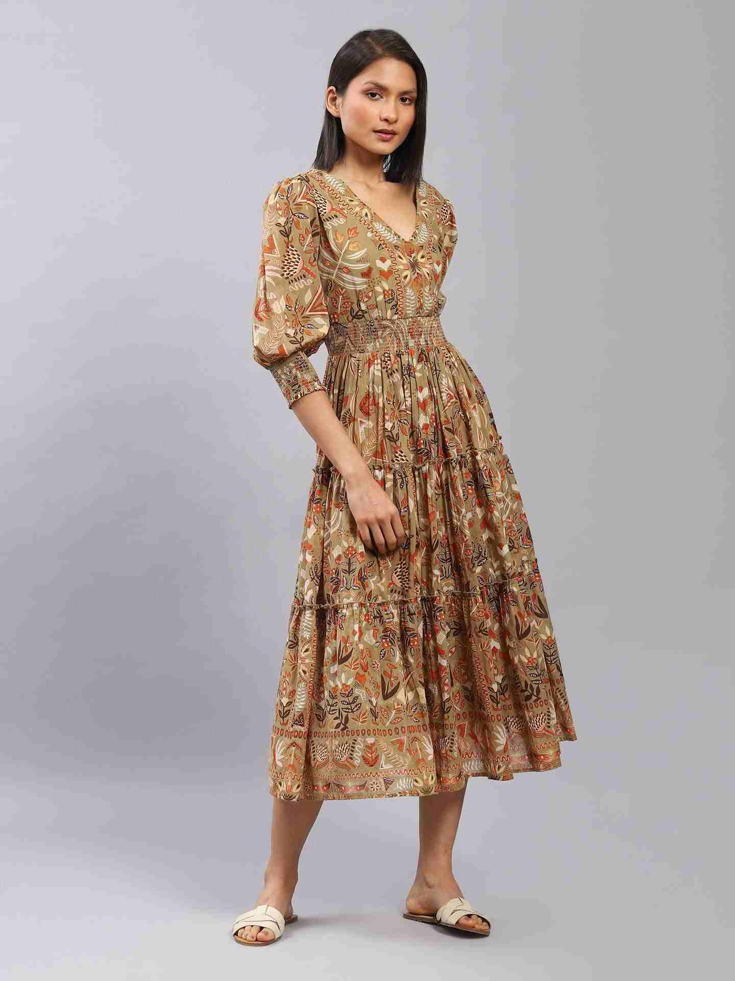 Khaki Maeve Midi Dress