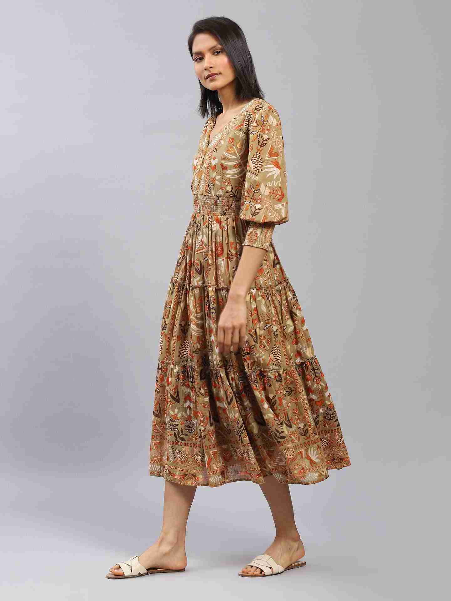 Khaki Maeve Midi Dress